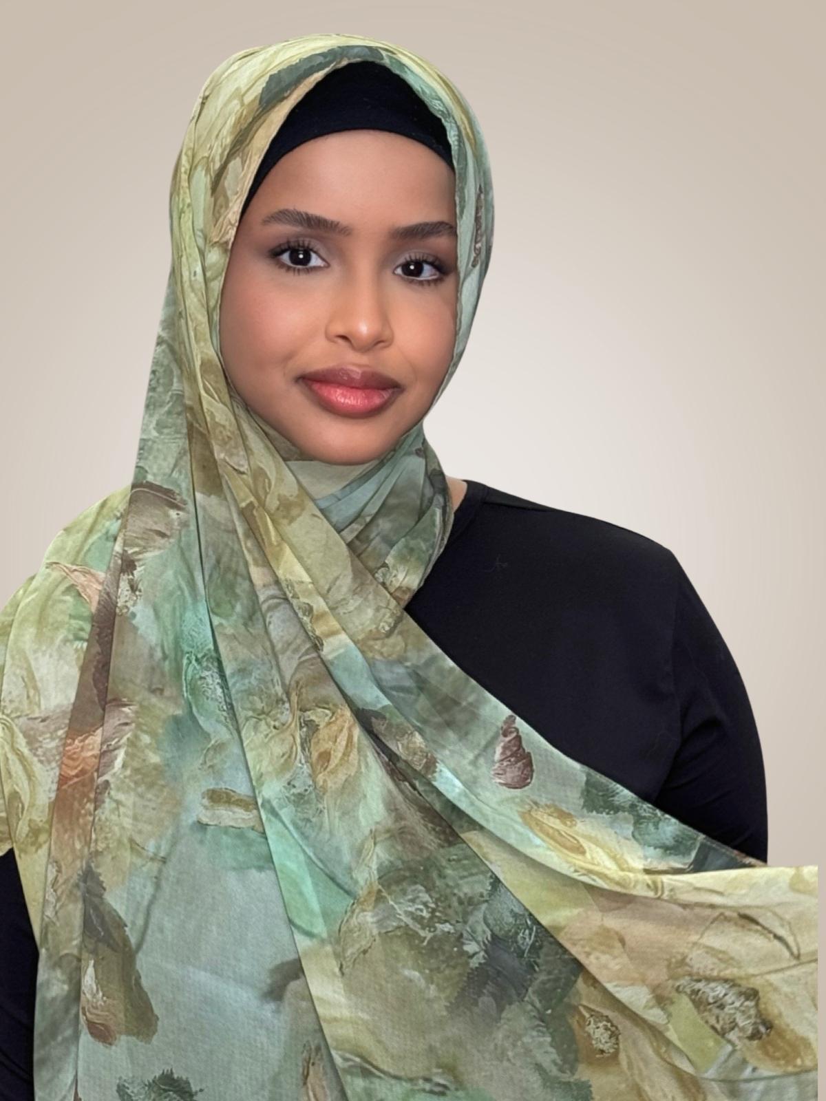 Printed Chiffon Hijab-Willow Drift