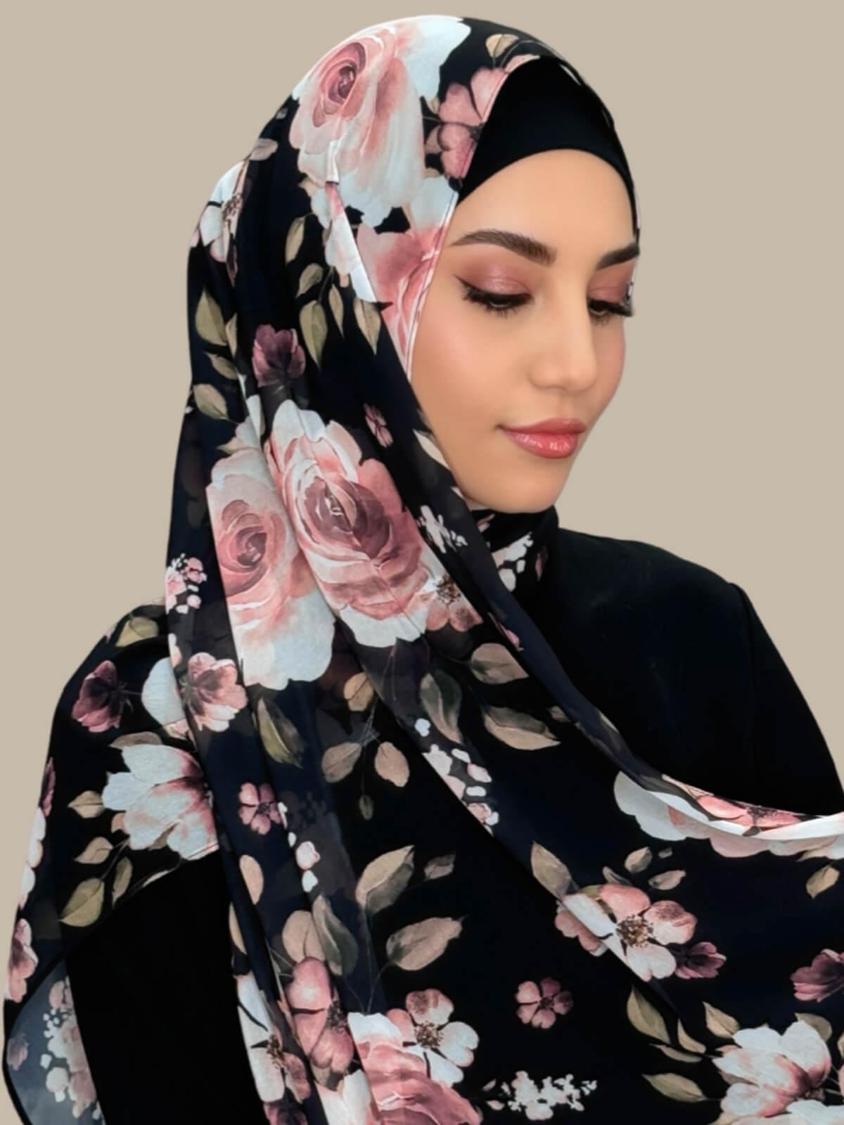 Printed Chiffon Hijab-Breathless Blossom