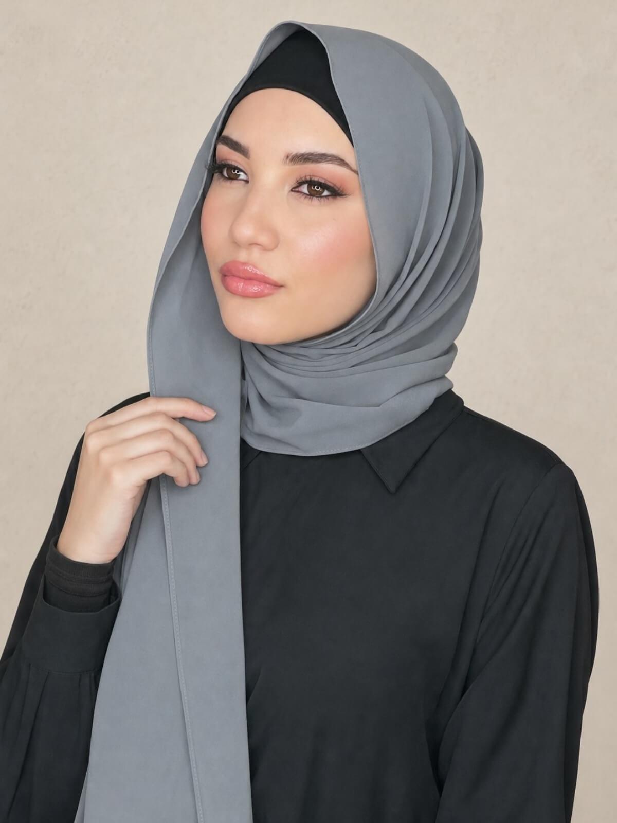 Classic Chiffon Hijab-Charcoal