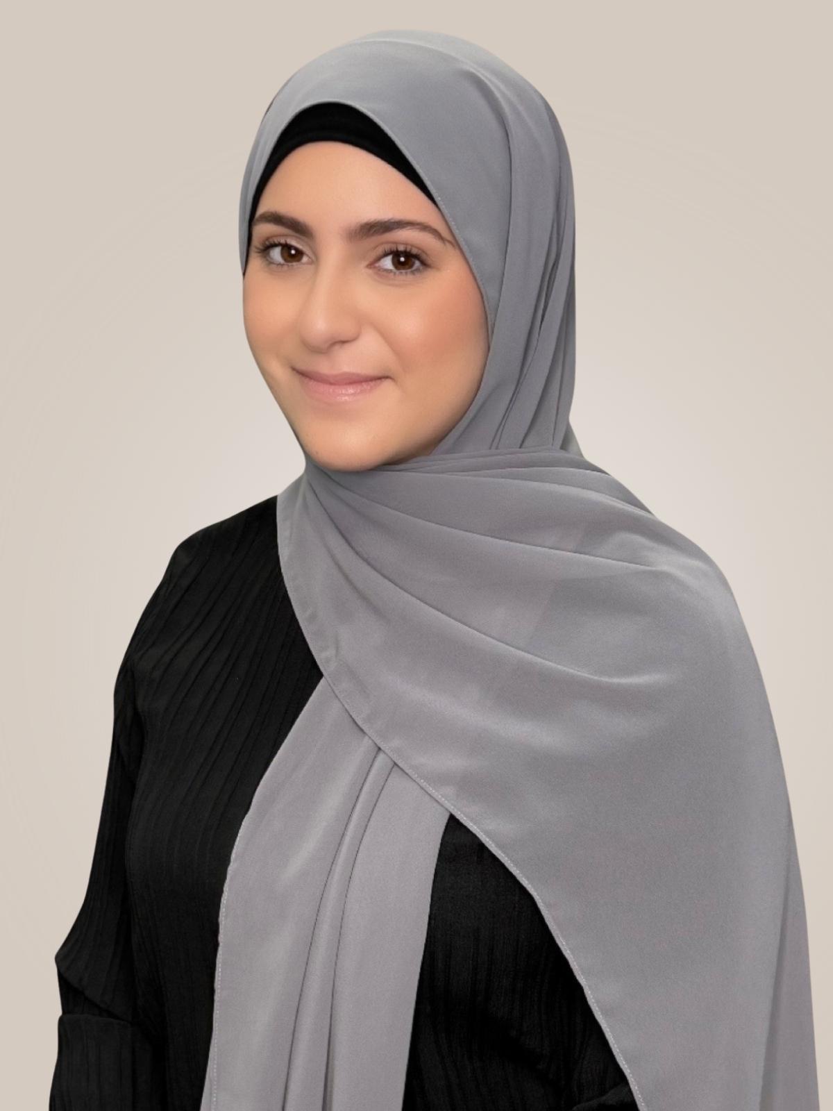 Modish Girl Luxury Chiffon Hijab-Fossil Grey