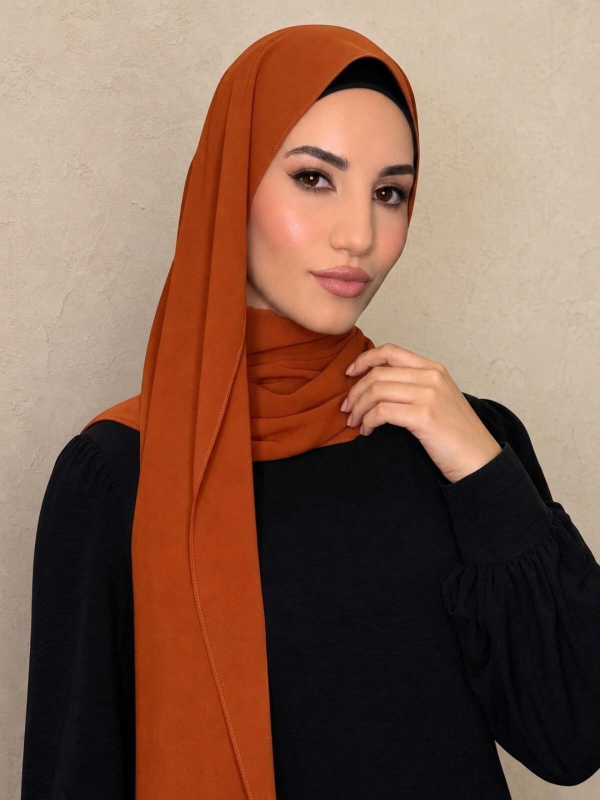 Classic Chiffon Hijab-Burnt Orange