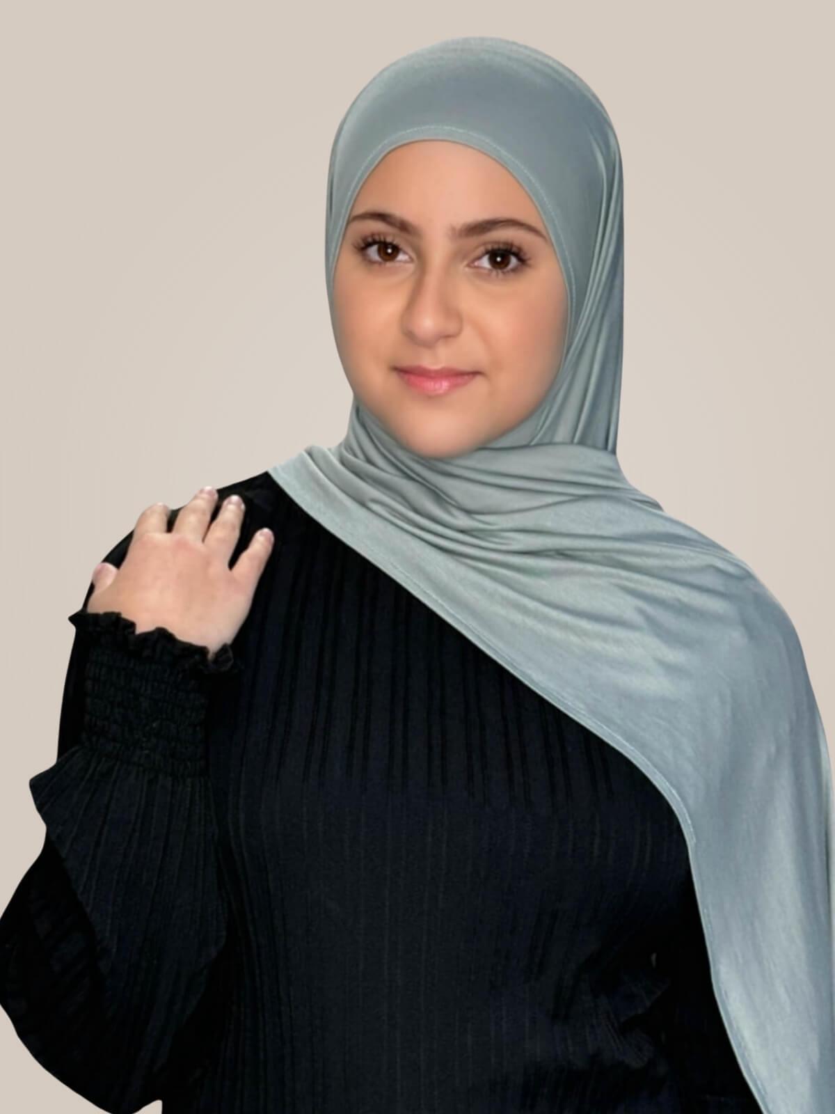 Modish Girl Pre-Sewn Jersey Hijab-Stone Green
