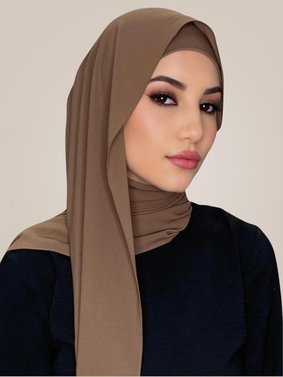 Matching Chiffon Hijab Set-Walnut Brown