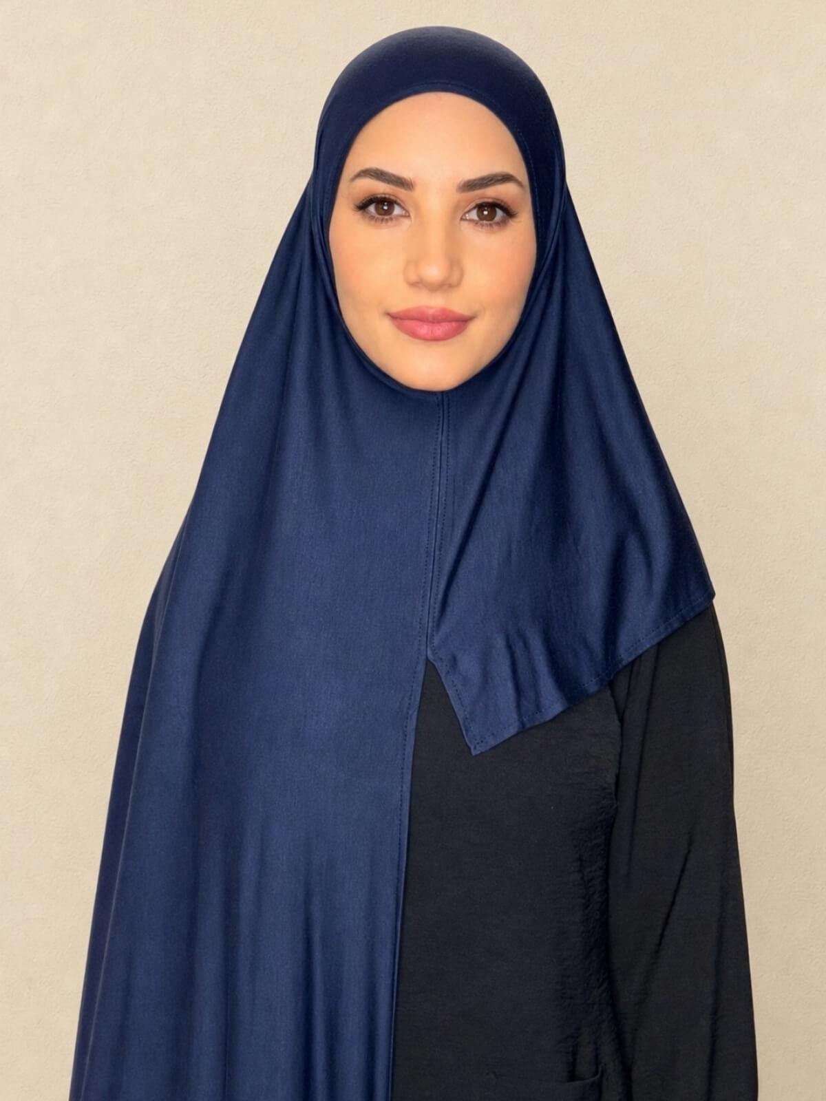 Pre-Sewn Jersey Hijab-Navy