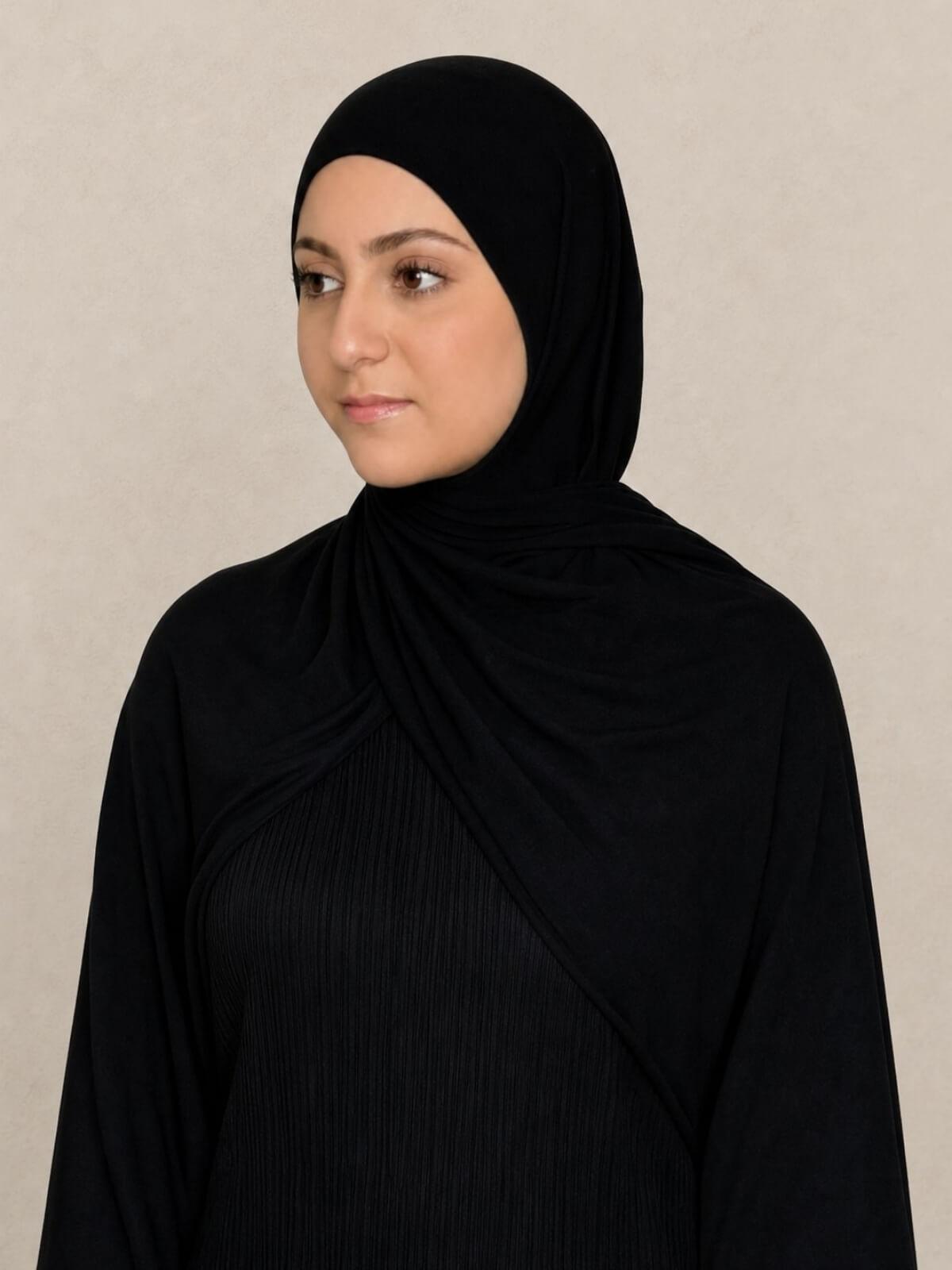 Modish Girl Pre-Sewn Jersey Hijab-Black