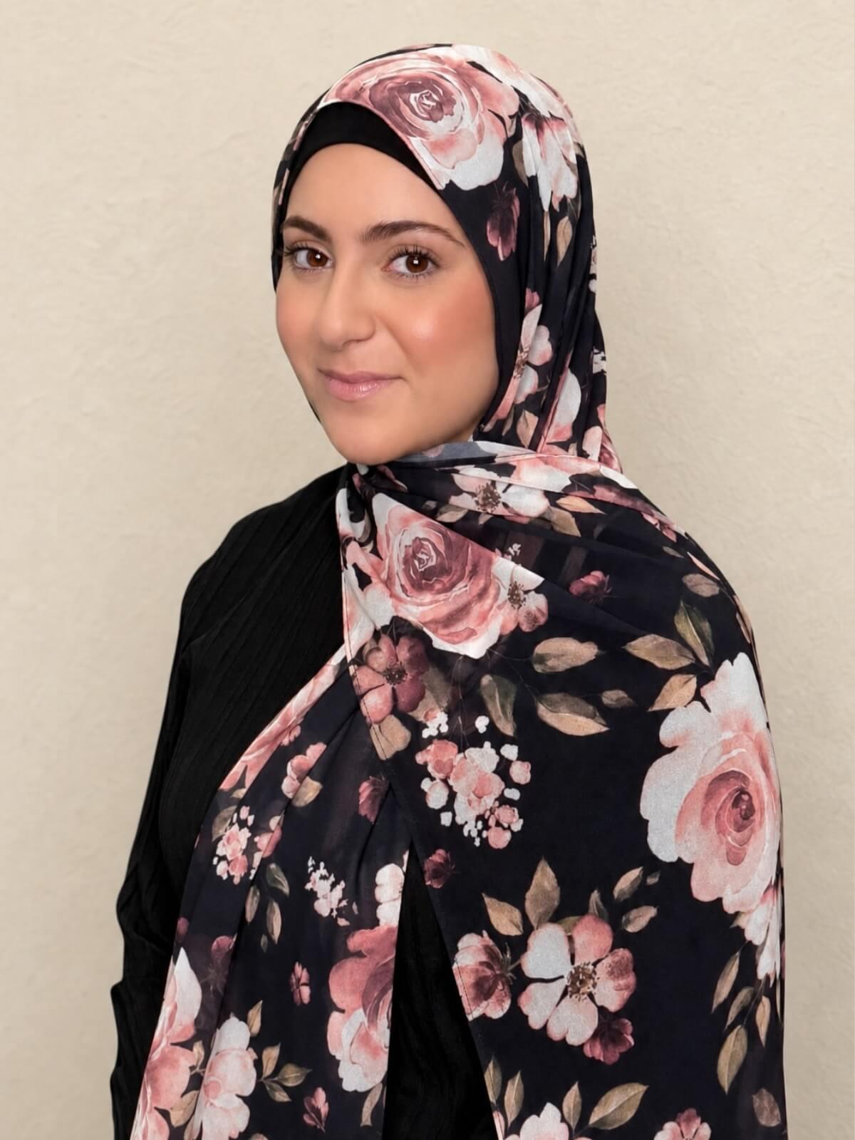 Modish Girl Printed Chiffon Hijab-Breathless Blossom