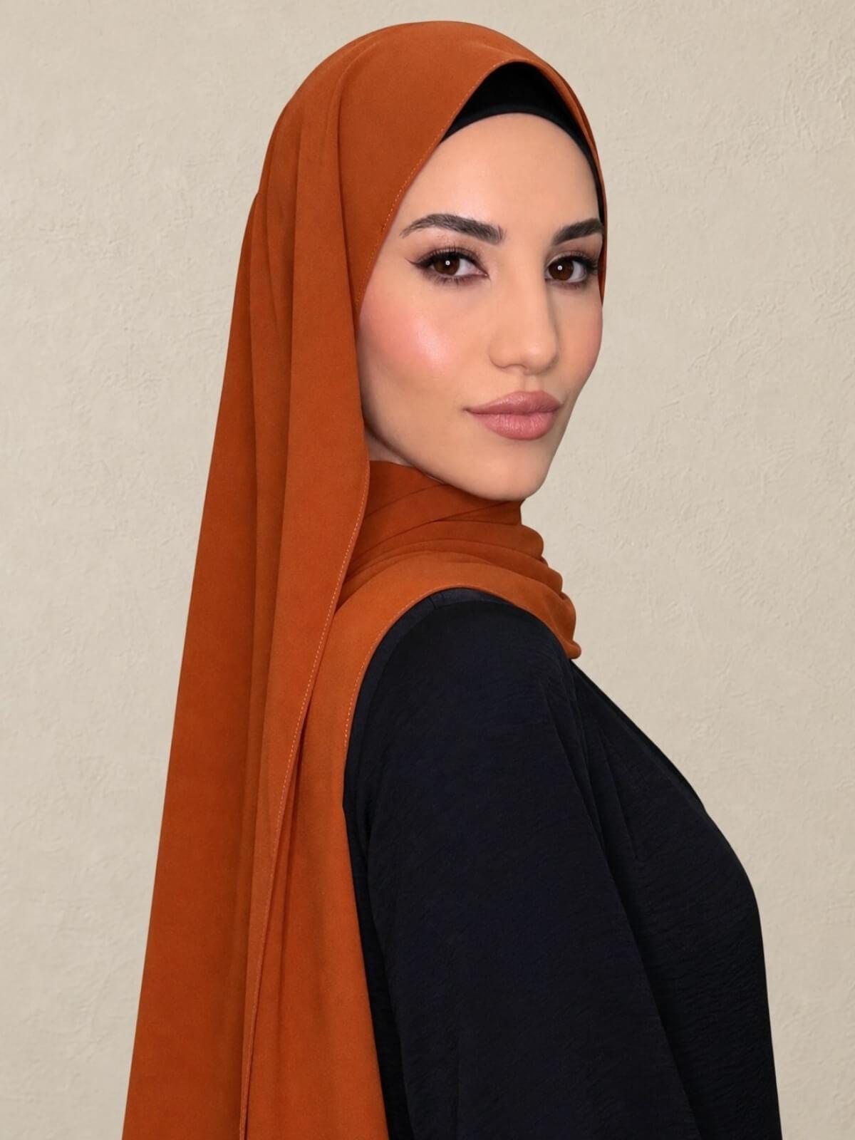 Classic Chiffon Hijab-Burnt Orange