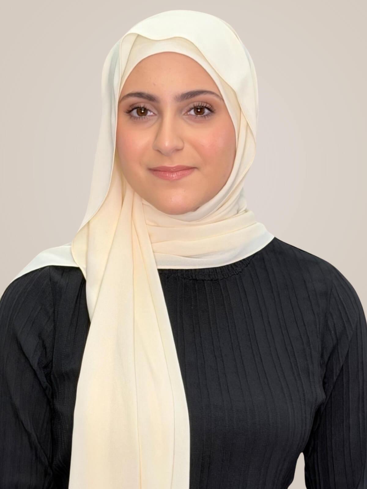 Modish Girl Matching Chiffon Hijab Set-Ivory Lace