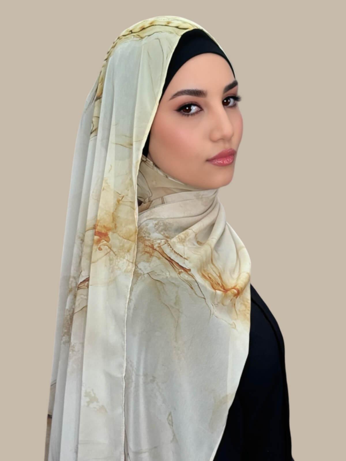 Printed Chiffon Hijab-Desert Dust