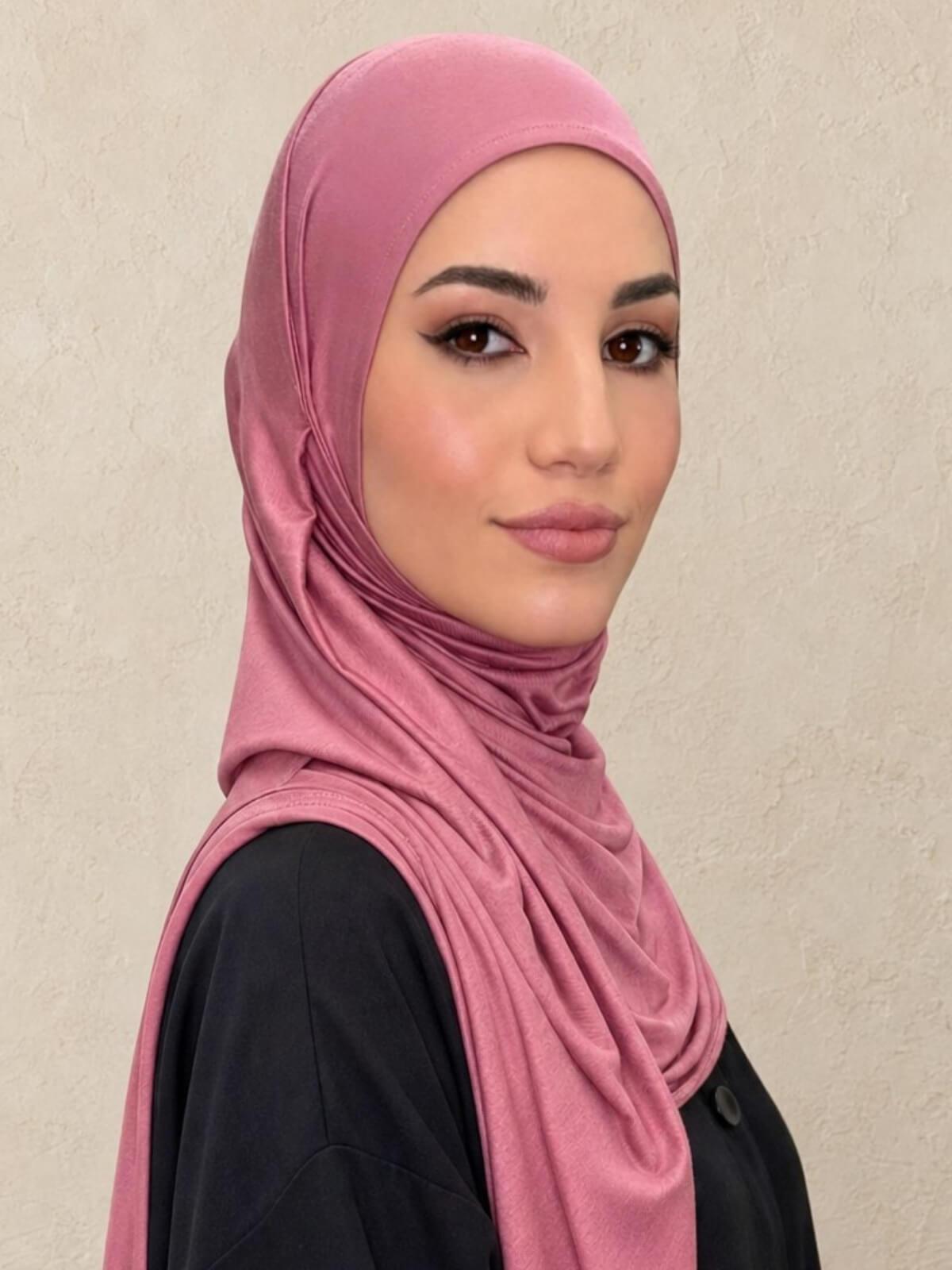 Pre-Sewn Jersey Hijab-Pale Rose