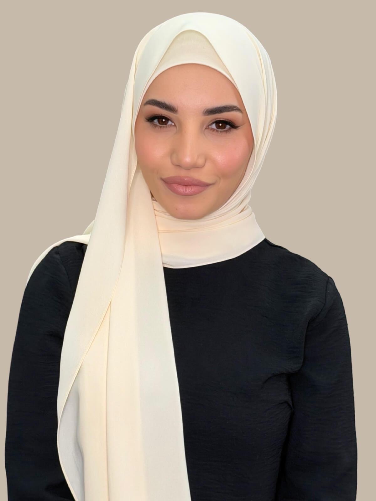 Matching Chiffon Hijab Set-Ivory Lace