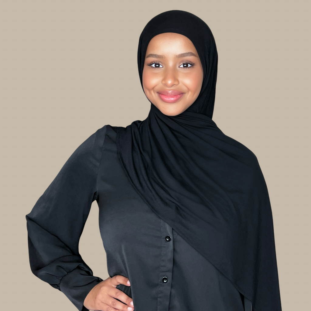 Pre-Sewn Jersey Hijab-Black