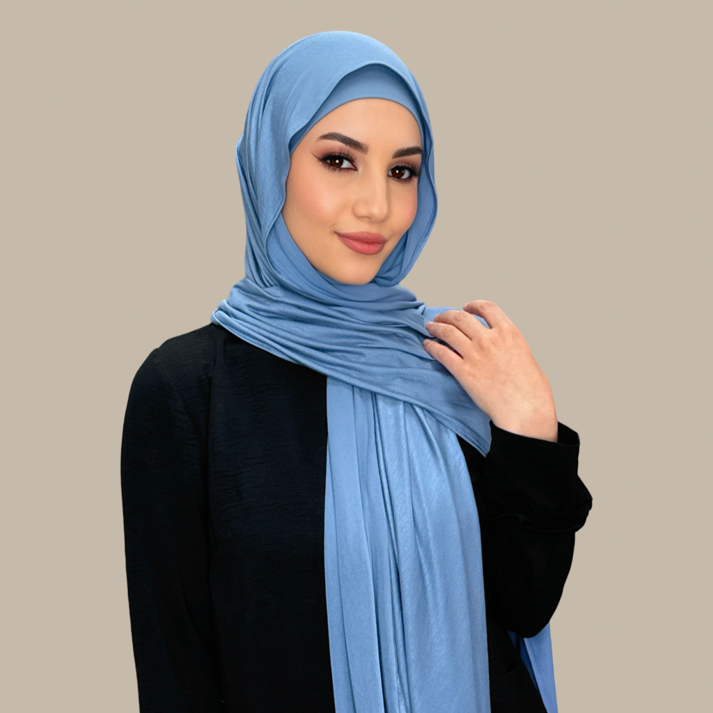 Premium Jersey Hijab-Blue Grey