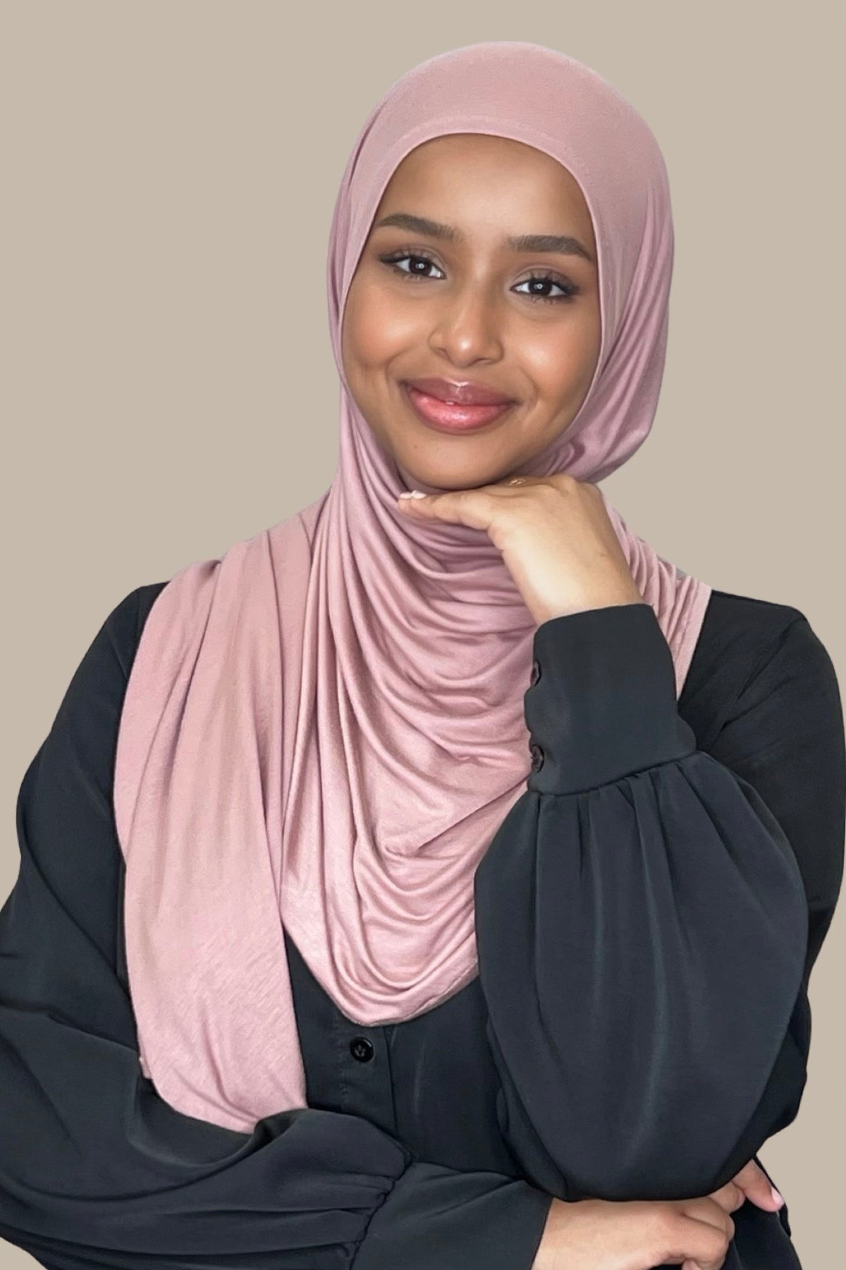 Pre-Sewn Jersey Hijab-Dusty Rose