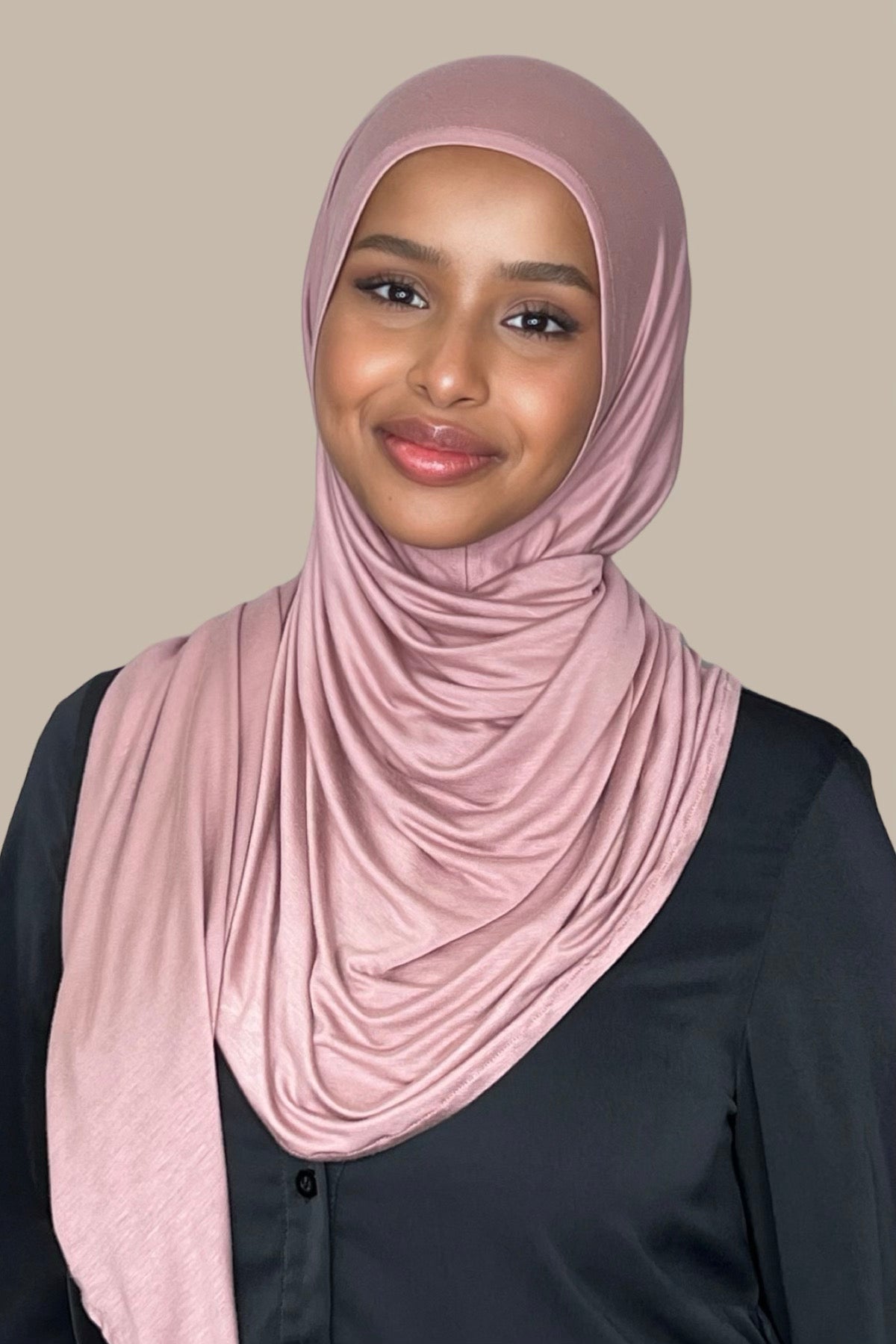 Pre-Sewn Jersey Hijab-Dusty Rose