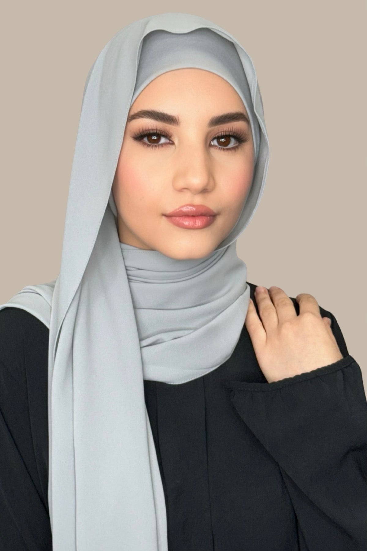 Matching Chiffon Hijab Set-Dolphin Gray