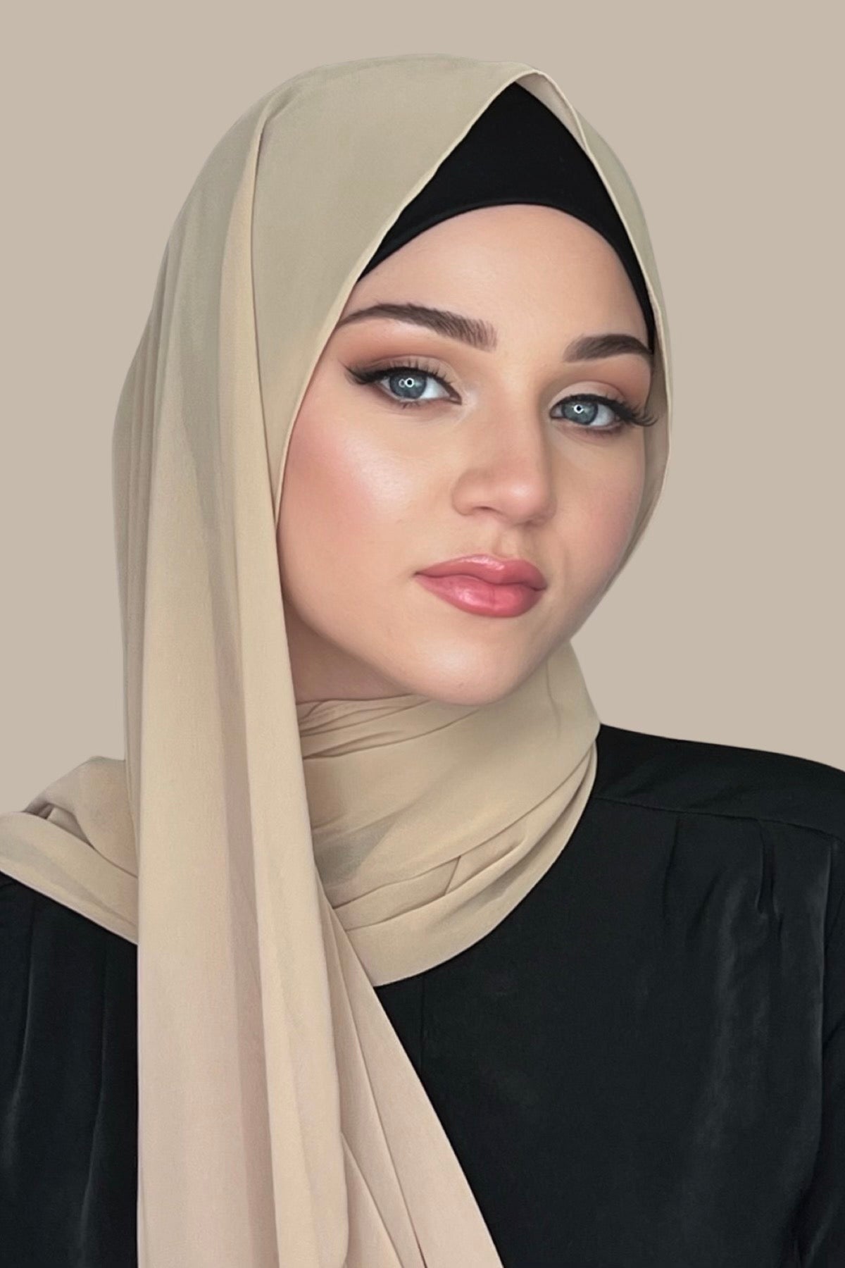 Luxury Chiffon Hijab-Frosted Almond