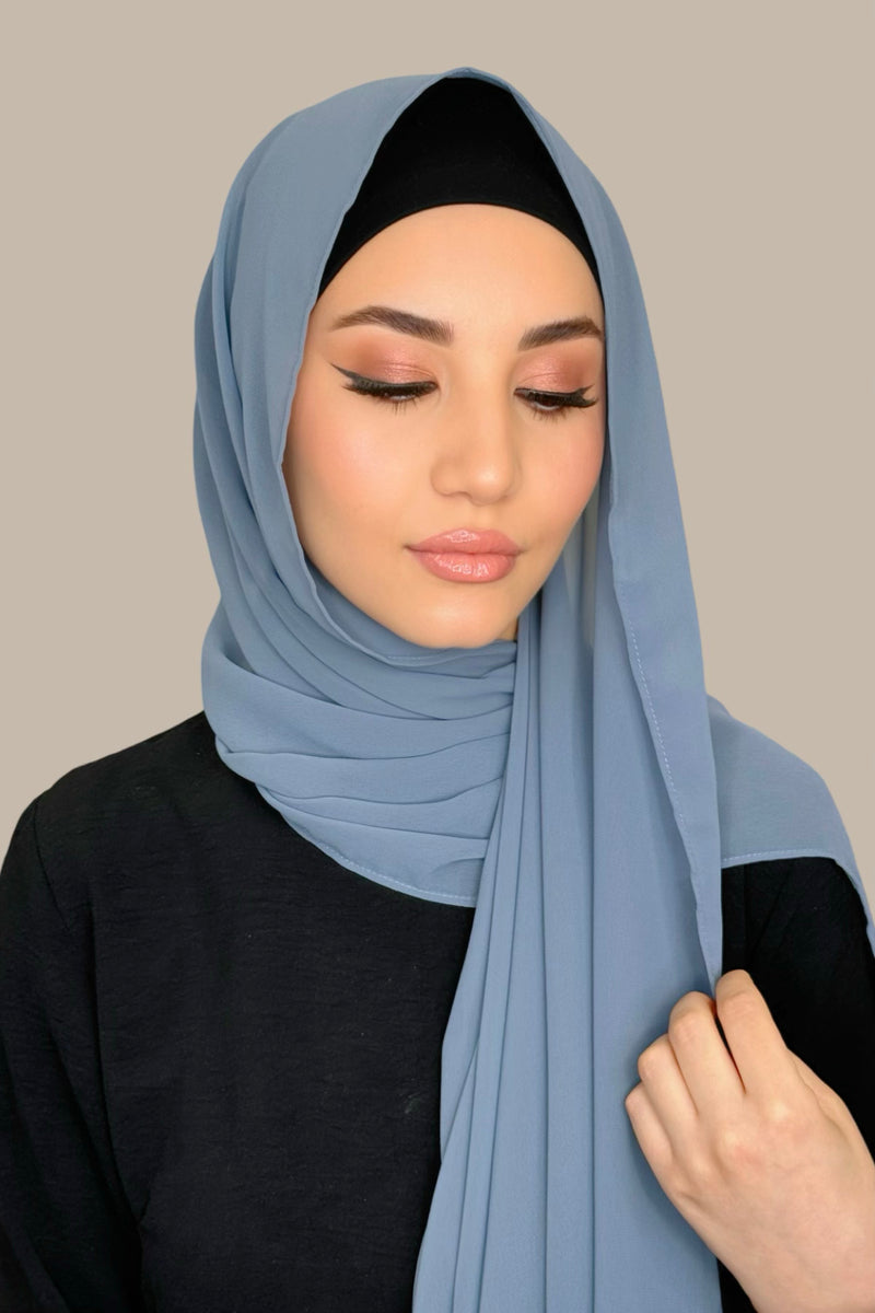 Luxury Chiffon Hijab-Dusty Blue
