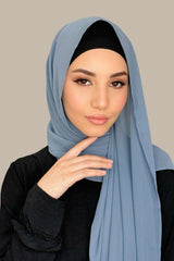 Luxury Chiffon Hijab-Dusty Blue