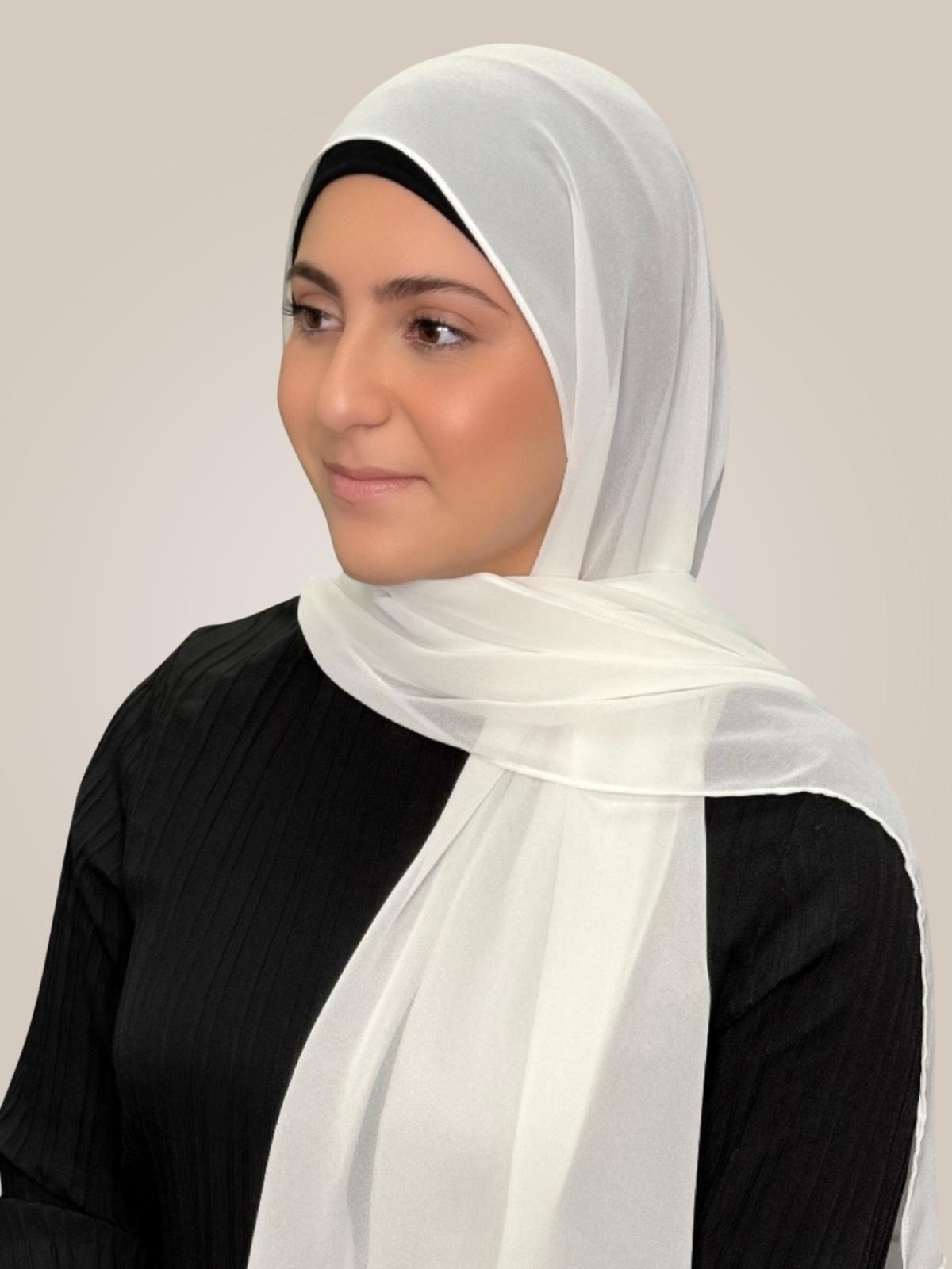 Modish Girl Luxury Chiffon Hijab-Floral White