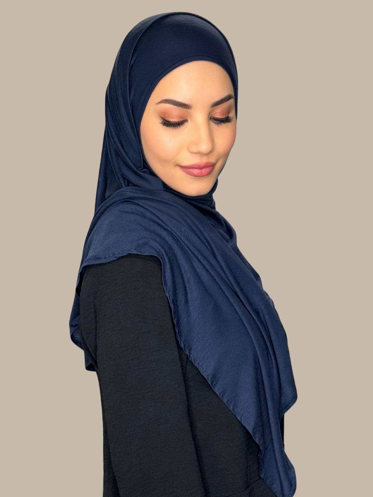 Pre-Sewn Jersey Hijab-Navy