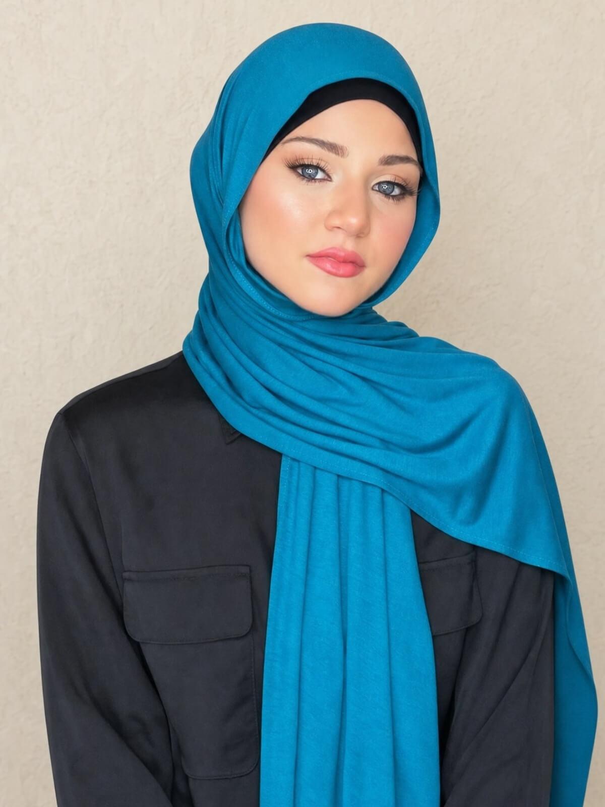 Classic Jersey Hijab-Peacock