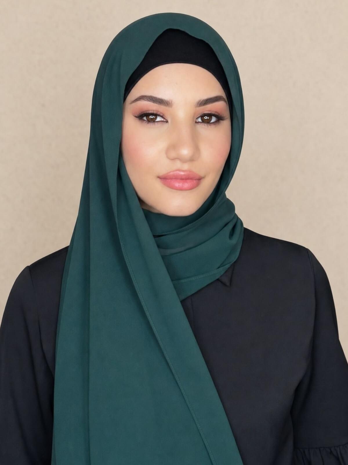 Luxury Chiffon Hijab-Deep Green