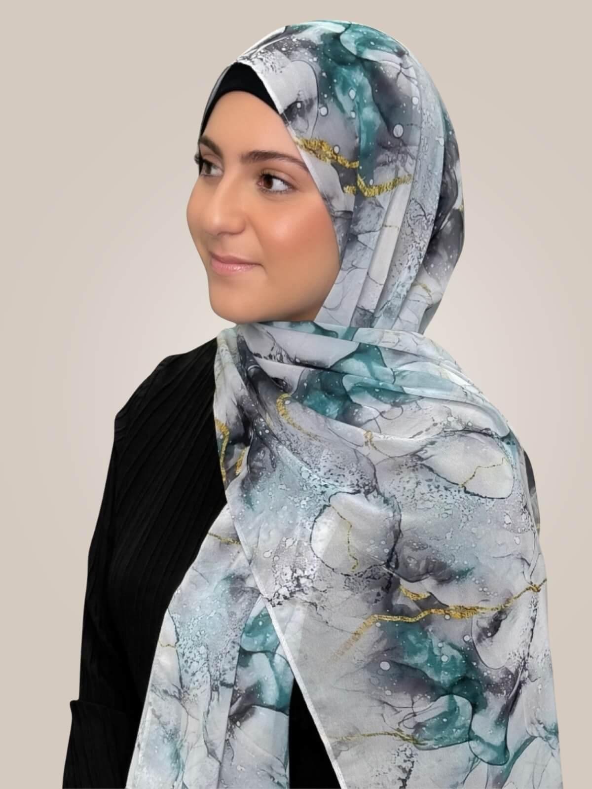 Modish Girl Printed Chiffon Hijab- Mystic Marble