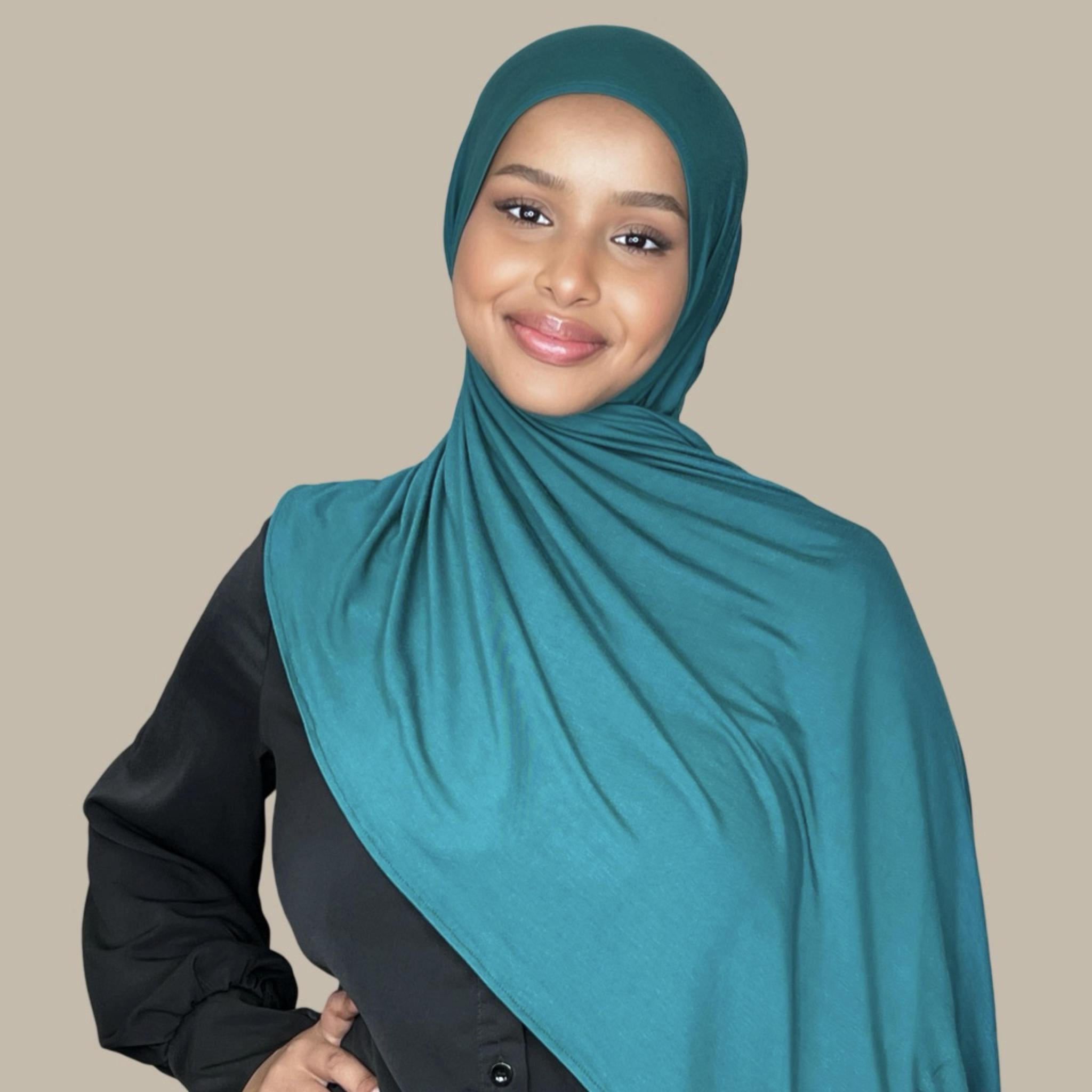 Pre-Sewn Jersey Hijab-Pine Green - Modish Hijab