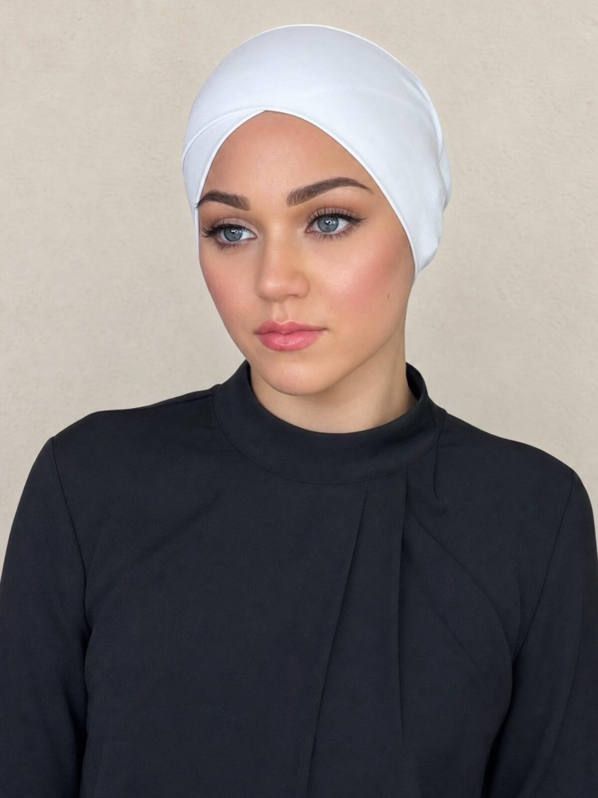 Premium Jersey cross front underscarf-White