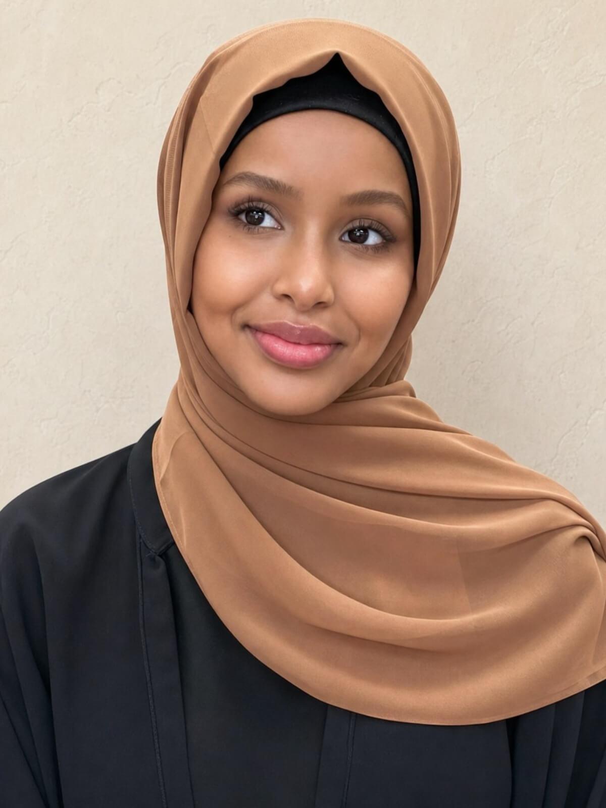 Luxury Chiffon Hijab-Tawny