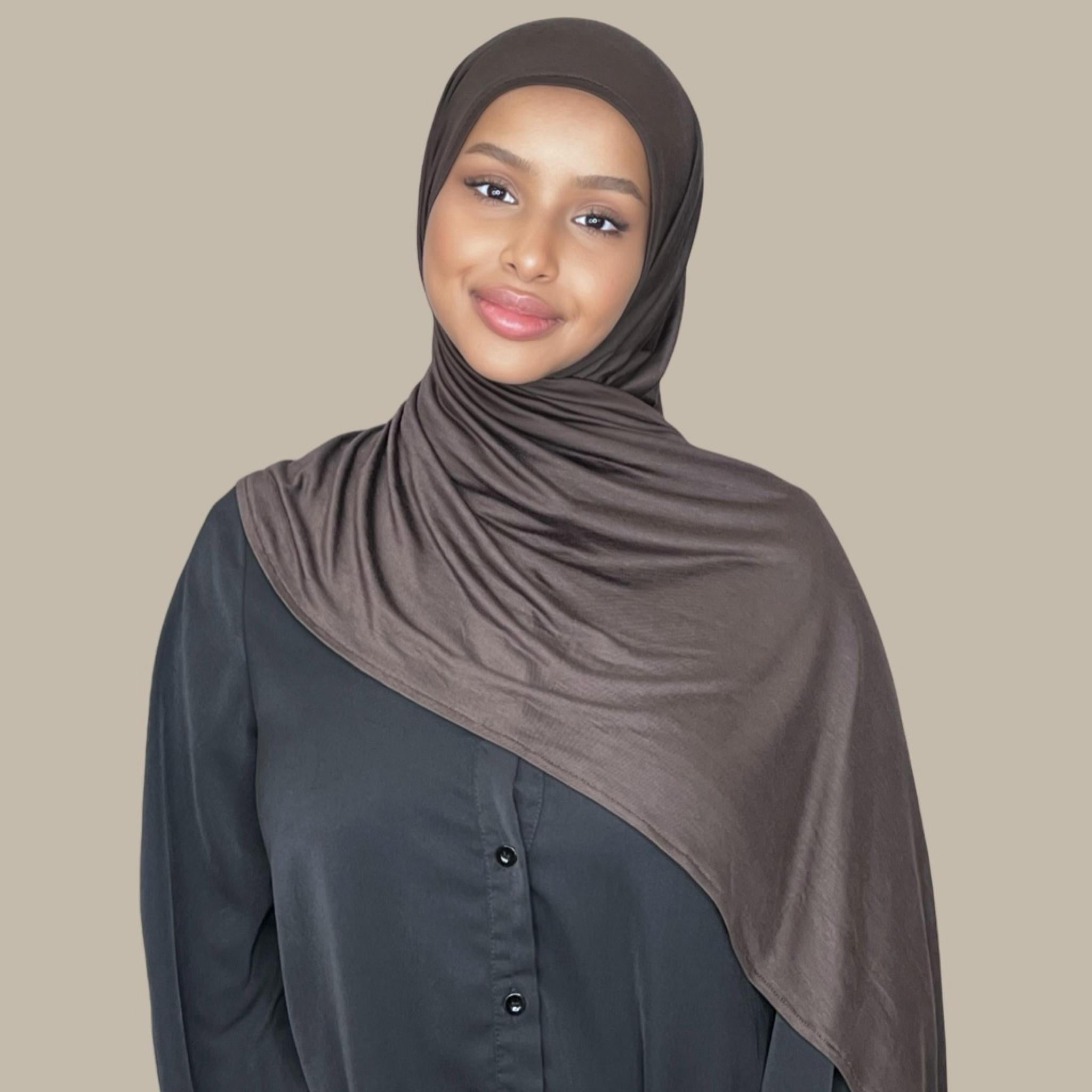 Pre-Sewn Jersey Hijab-Chocolate Brown