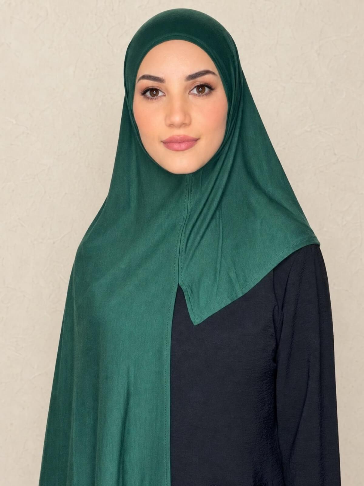 Pre-Sewn Jersey Hijab-Forrest Green