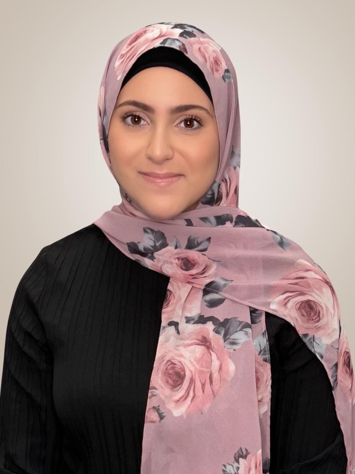 Modish Girl Printed Chiffon Hijab-Neutral Rosette