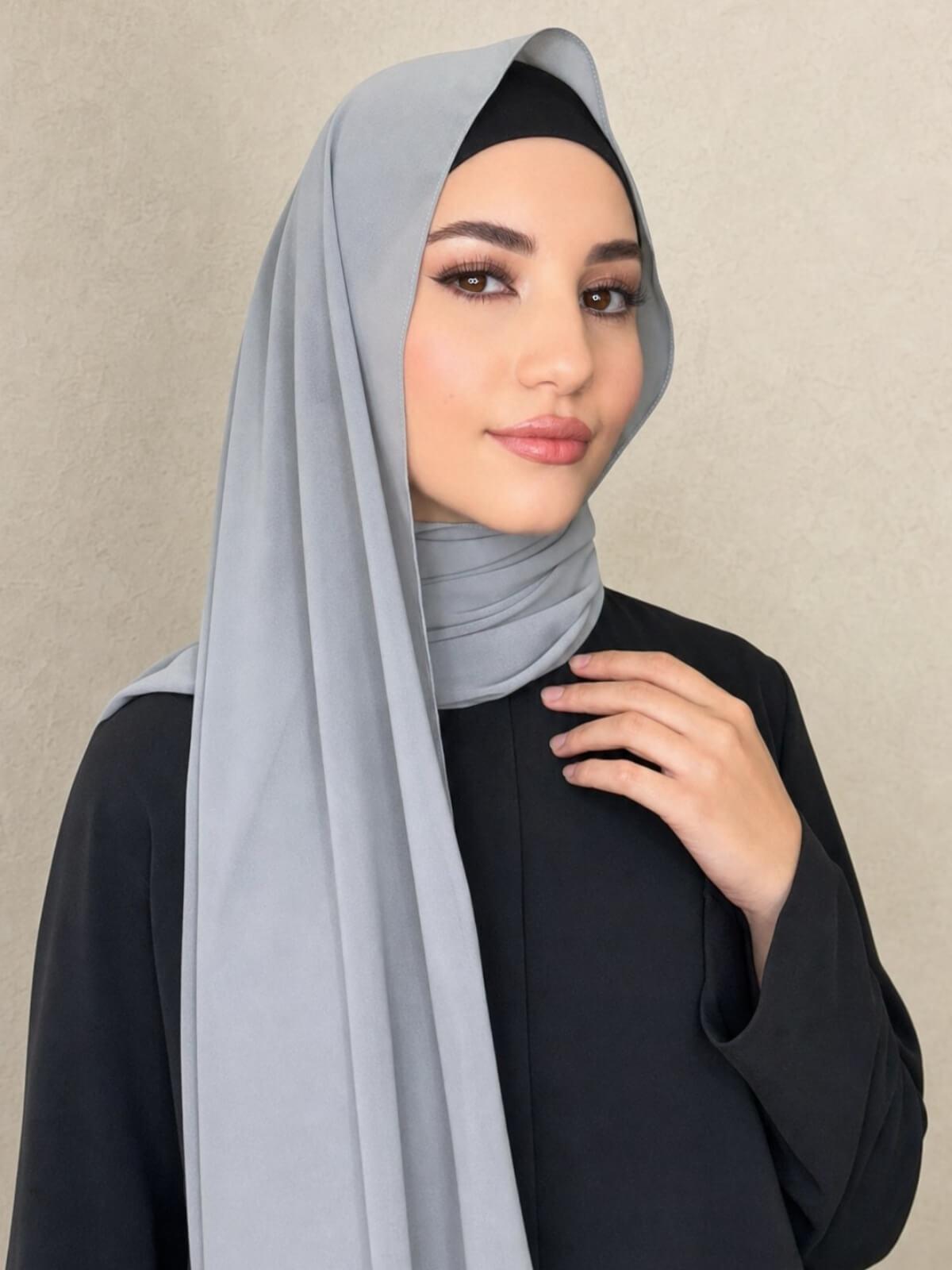 Classic Chiffon Hijab-Dolphin Grey