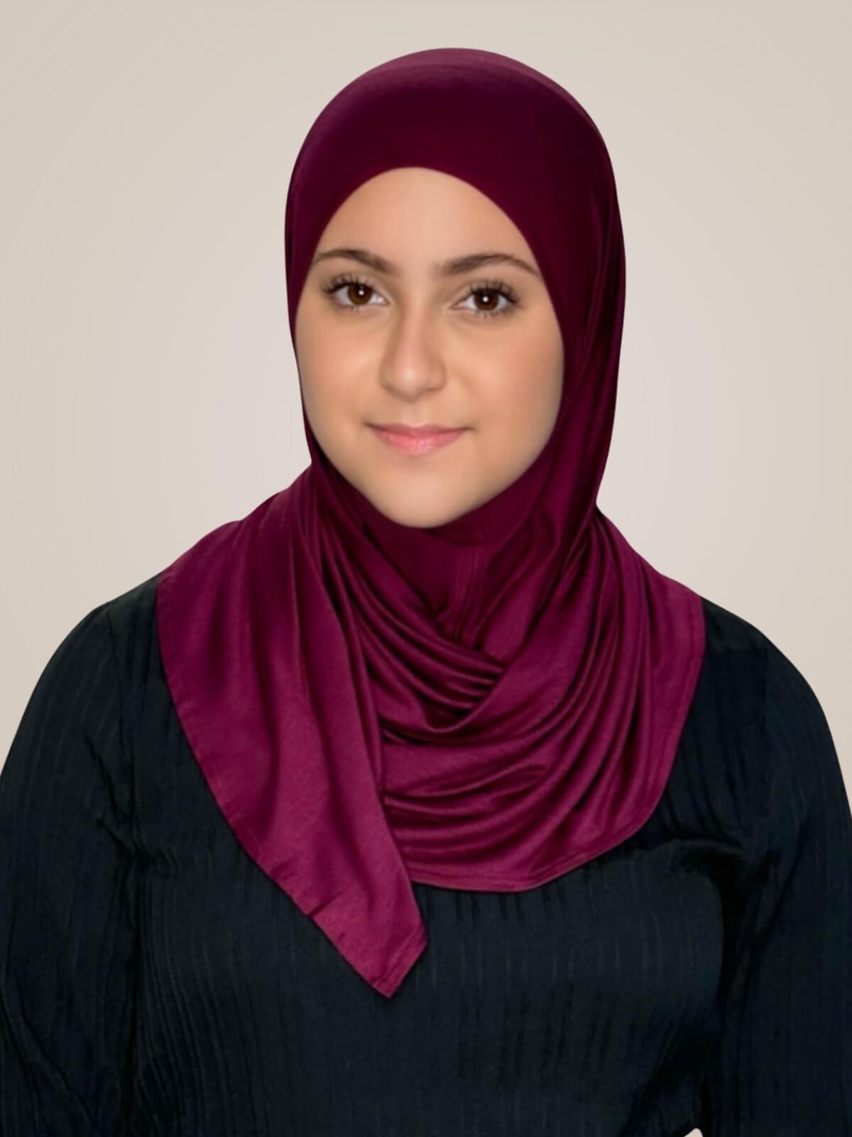 Modish Girl Pre-Sewn Jersey Hijab-Burgundy