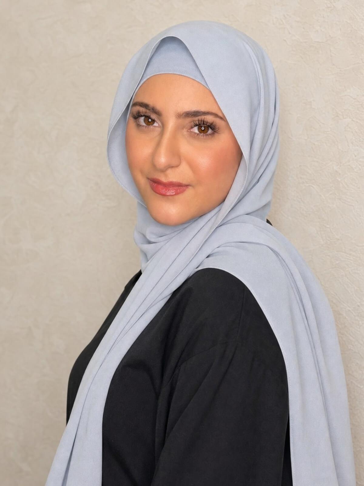 Modish Girl Matching Chiffon Hijab Set-Coastal Blue