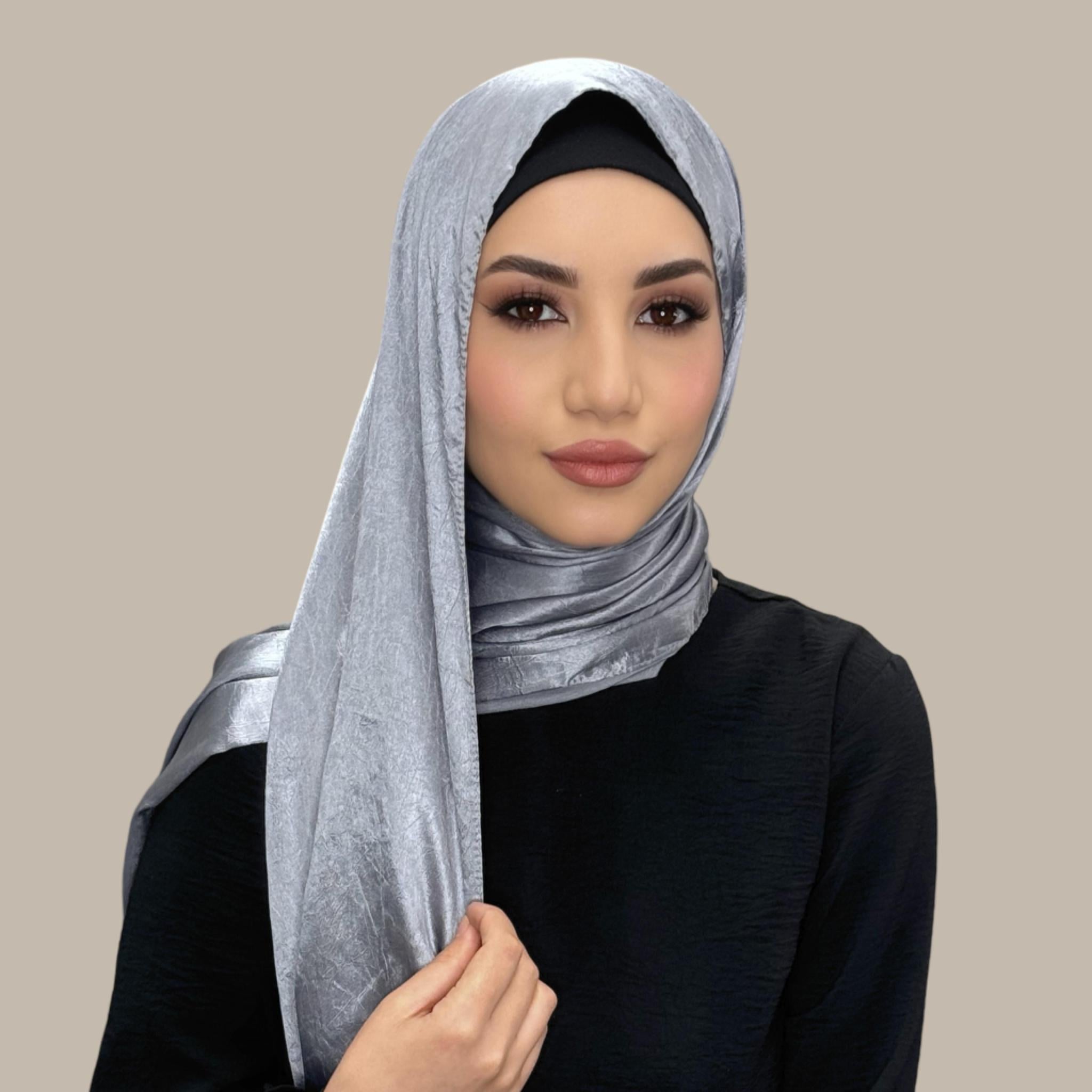 Classic Satin Hijab-Slate Dove Grey