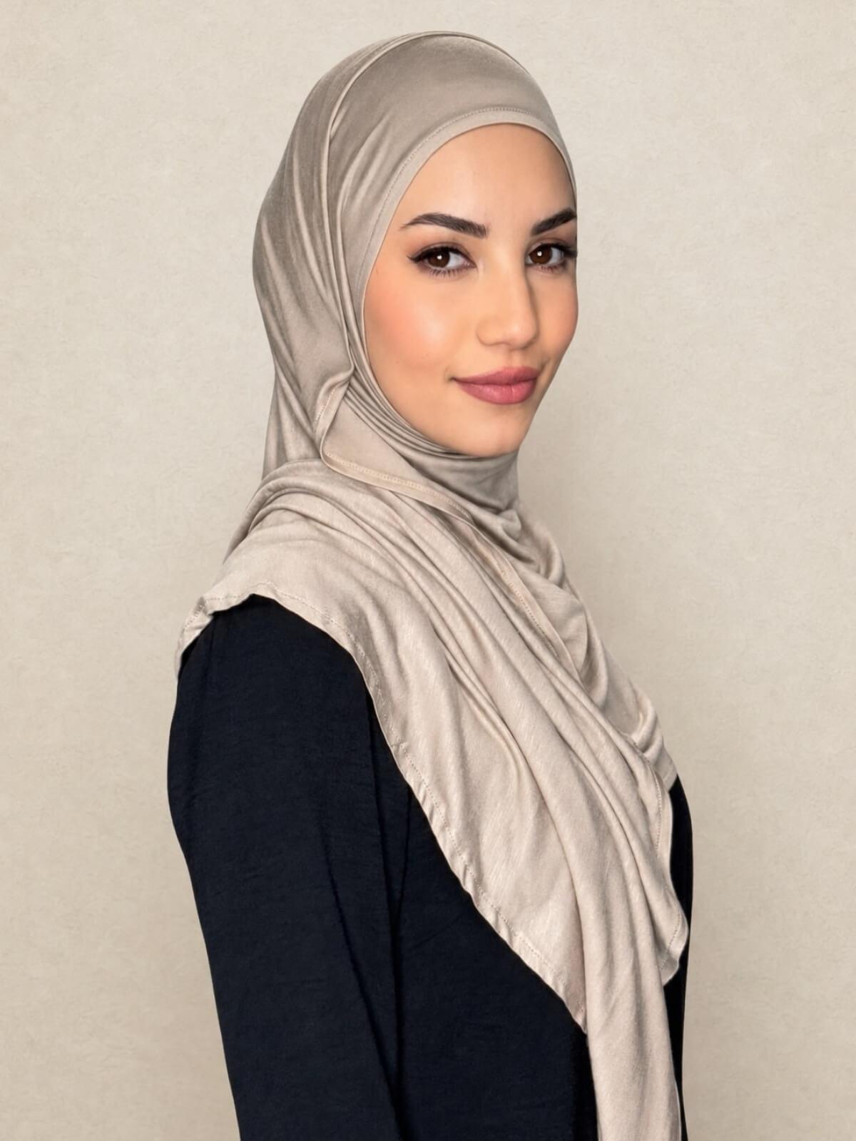 Pre-Sewn Jersey Hijab-Vanilla