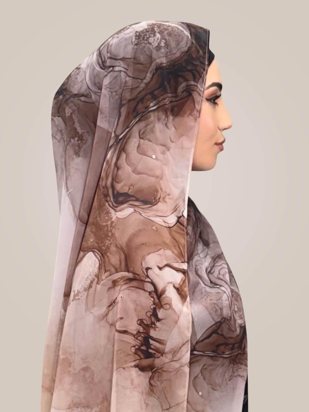 Printed Chiffon Hijab-Desert Dust