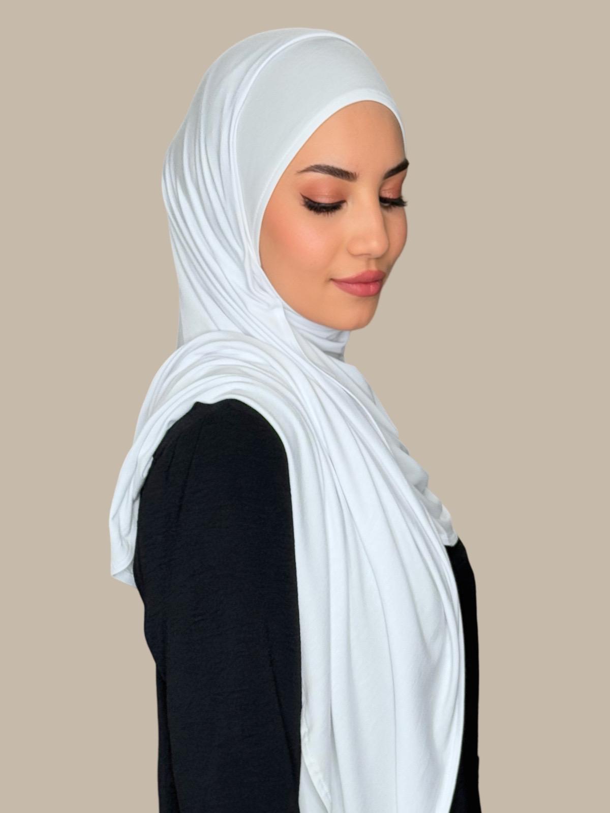 Pre-Sewn Jersey Hijab-White