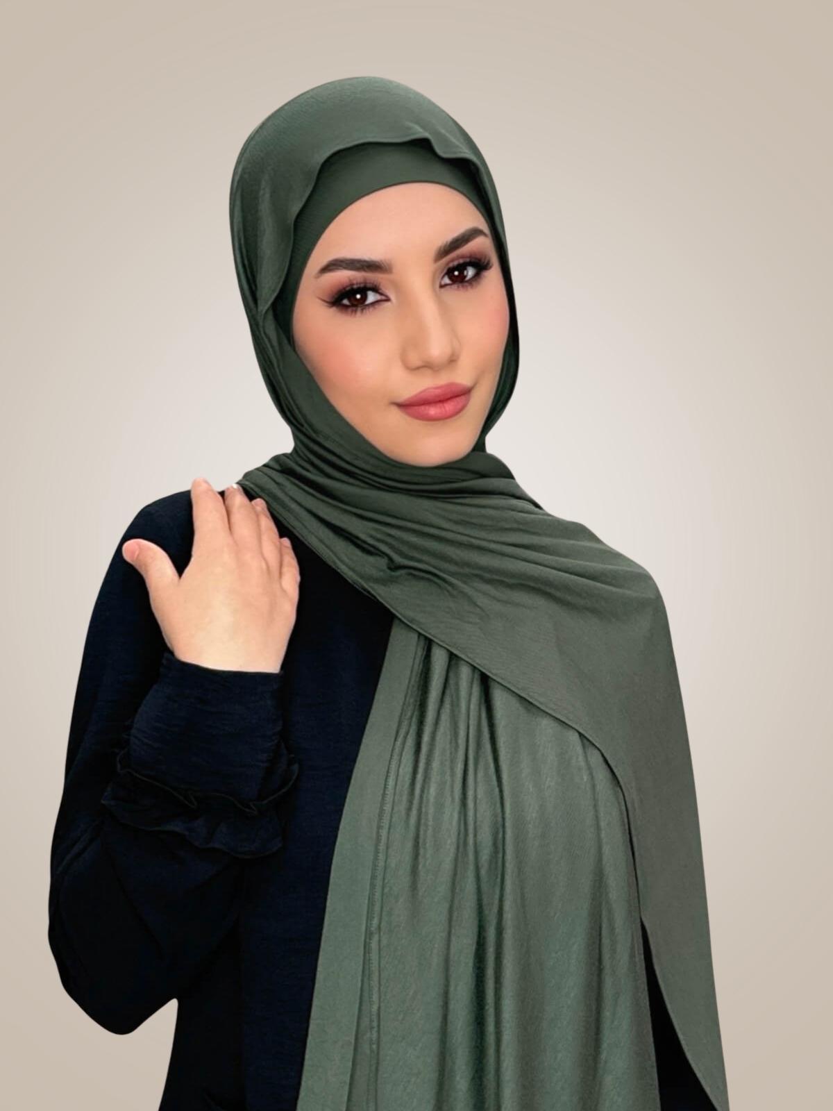 Premium Jersey Hijab-Army Green