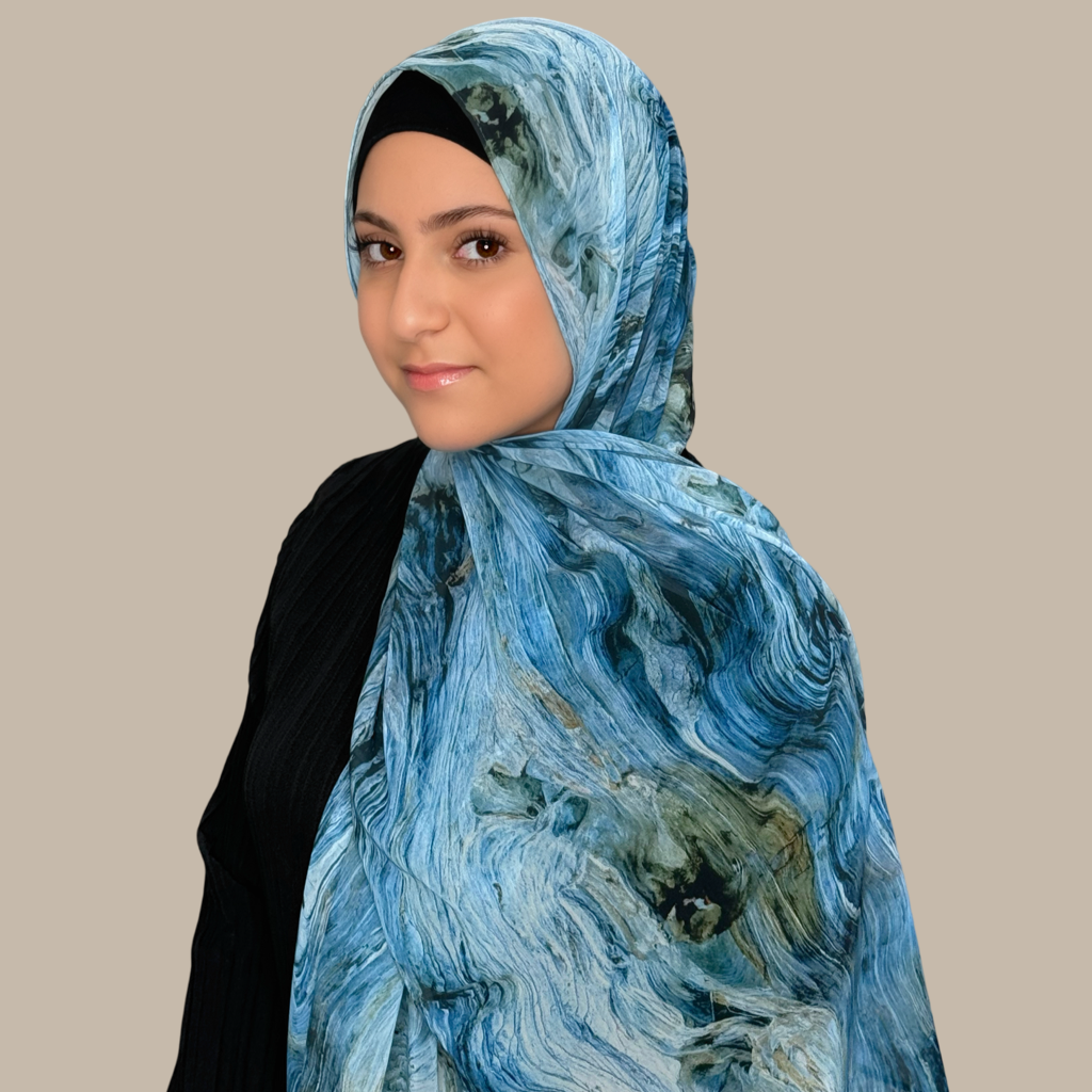 Modish Girl Printed Chiffon Hijab-Ocean Mist - Modish Hijab