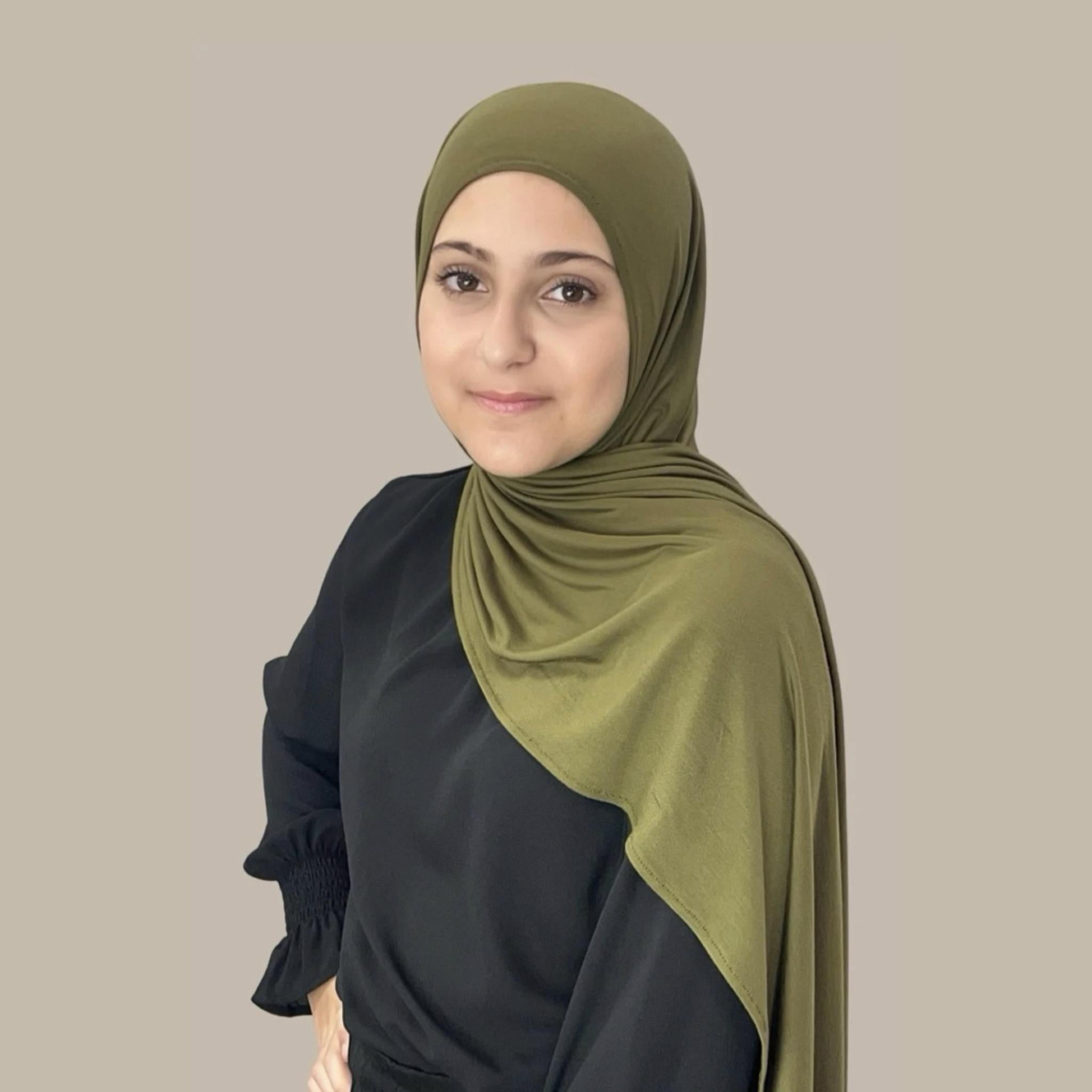 Modish Girl Pre-Sewn Jersey hijab-Olive Green