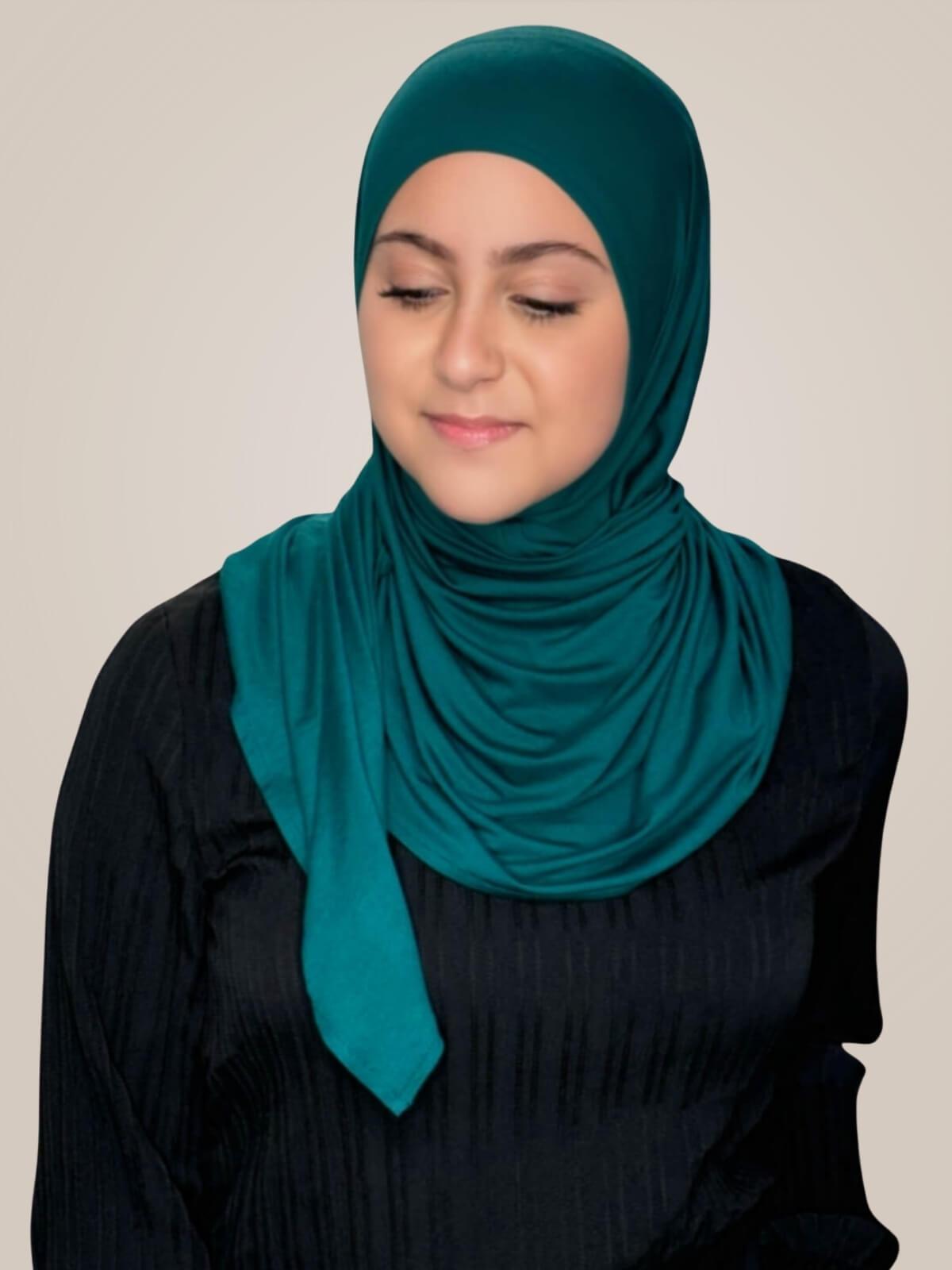Modish Girl Pre-Sewn Jersey Hijab-Pine Green