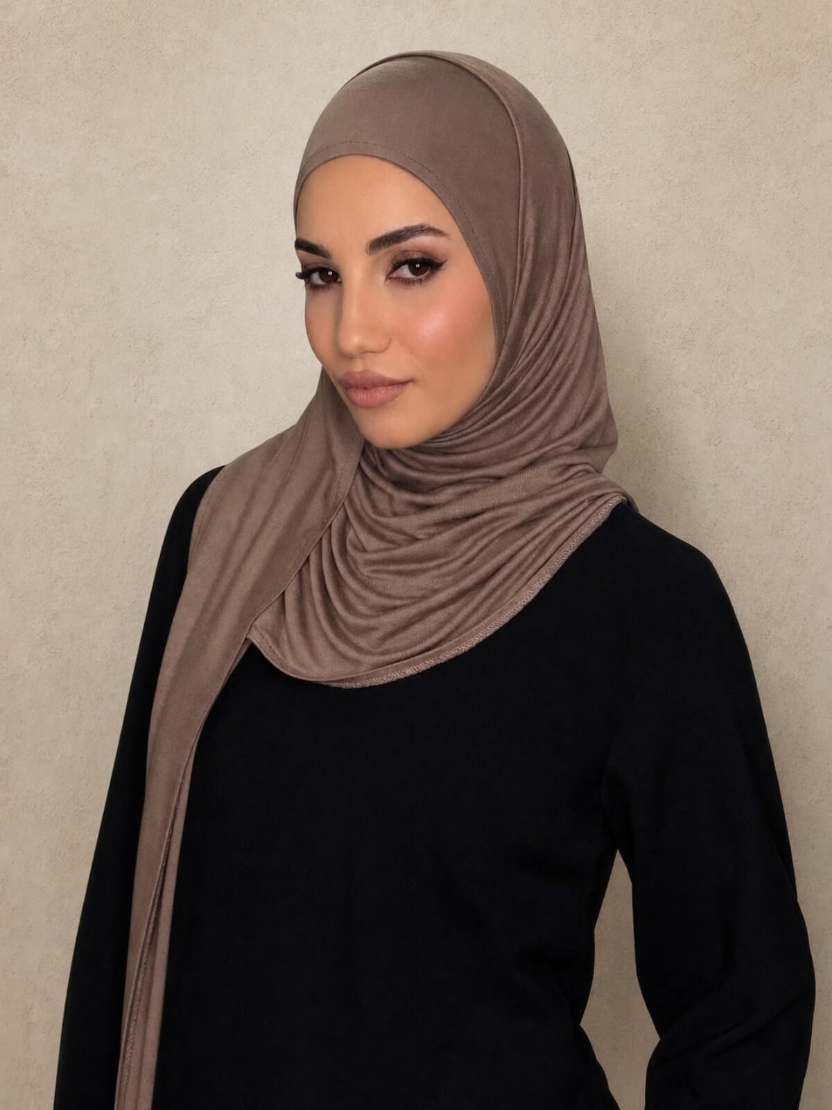 Pre-Sewn Jersey Hijab-Truffle