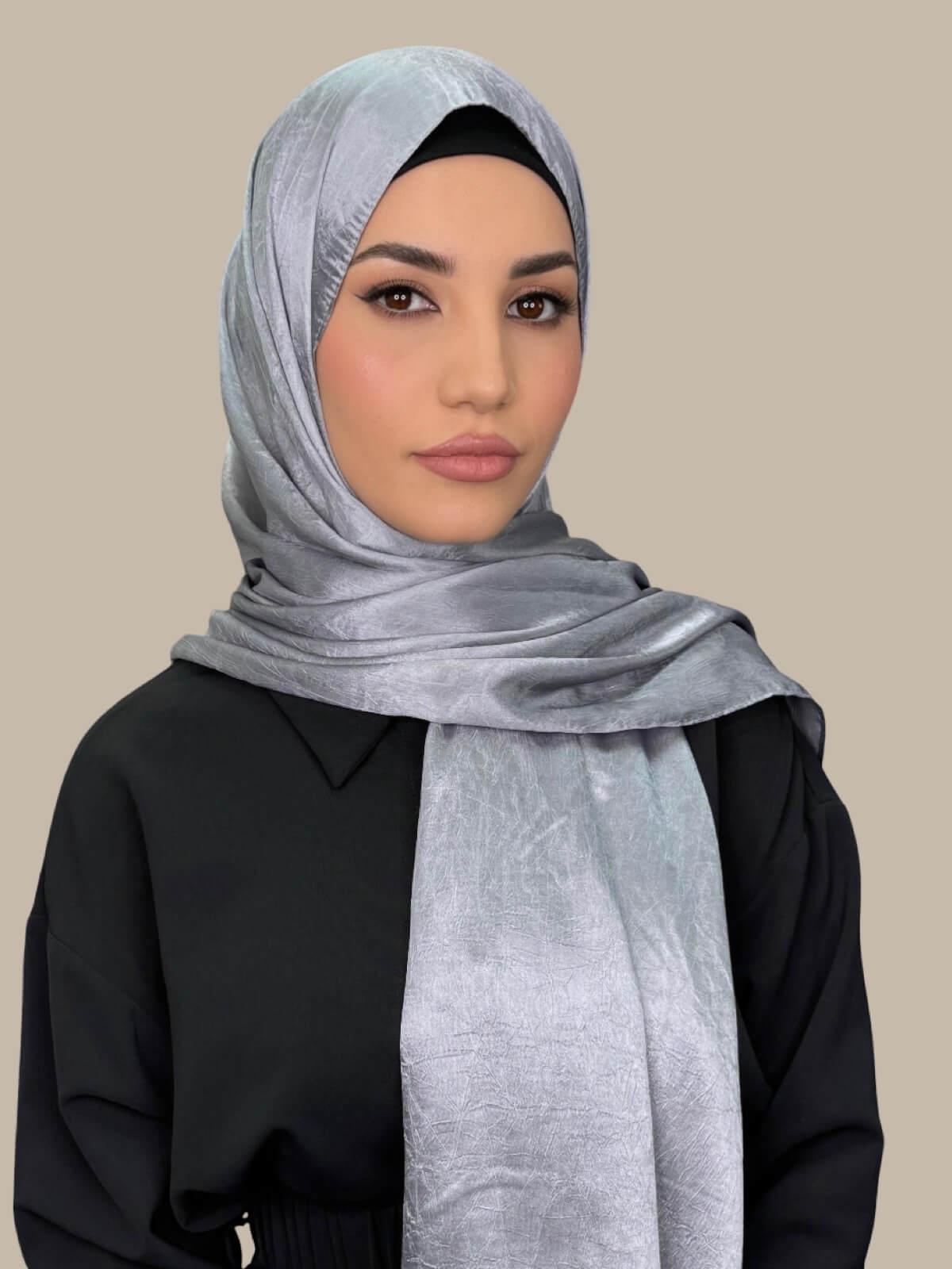 Classic Satin Hijab-Slate Dove Grey