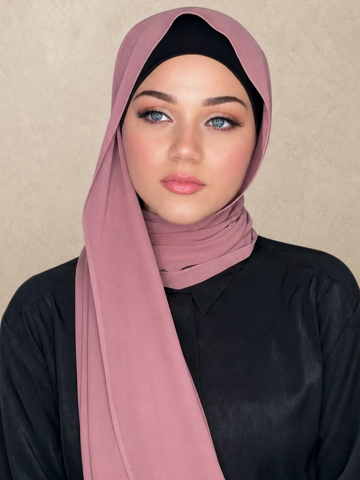 Luxury Chiffon Hijab- Rosey Brown