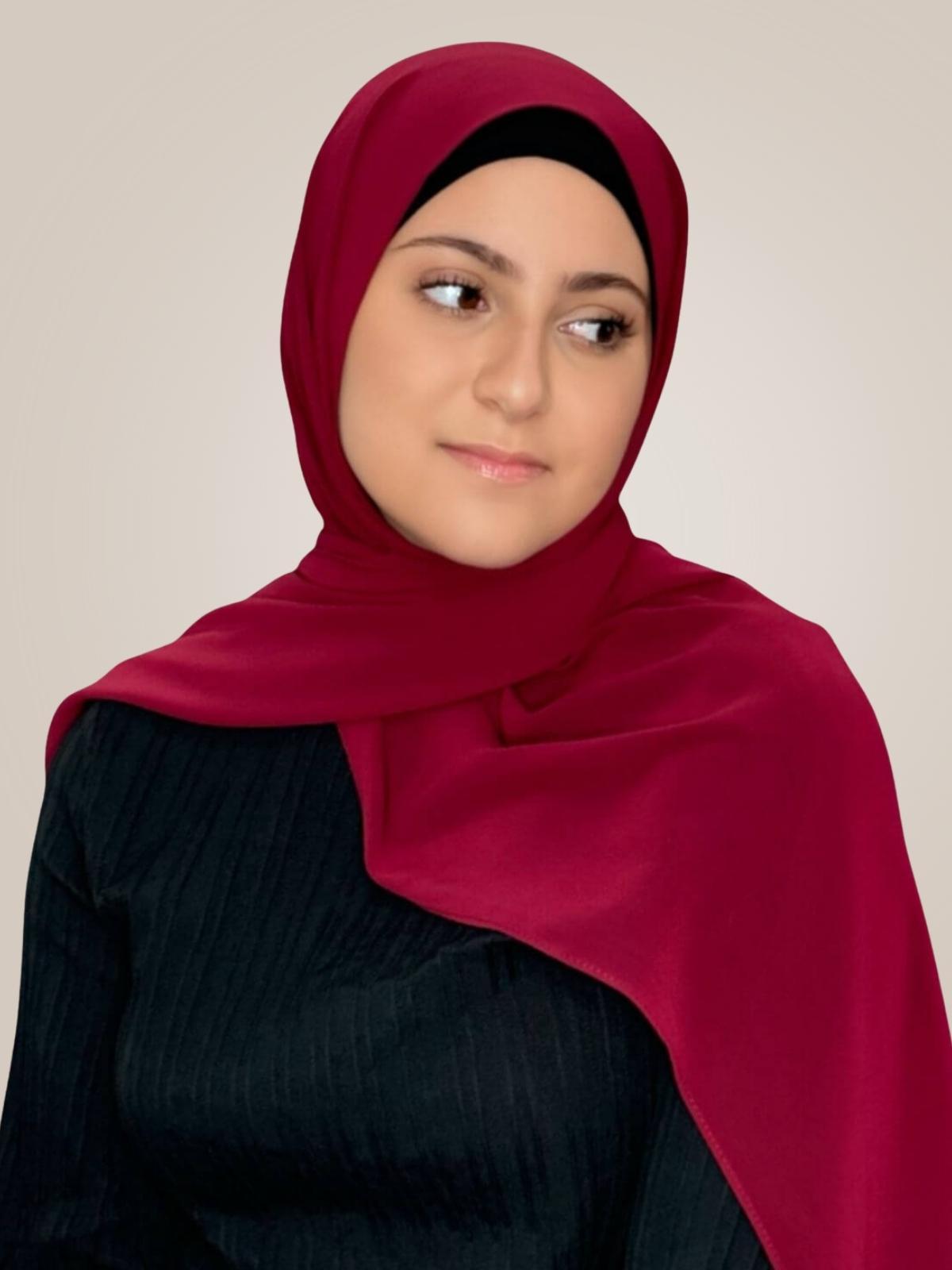 Modish Girl Luxury Chiffon Hijab-Berry Red