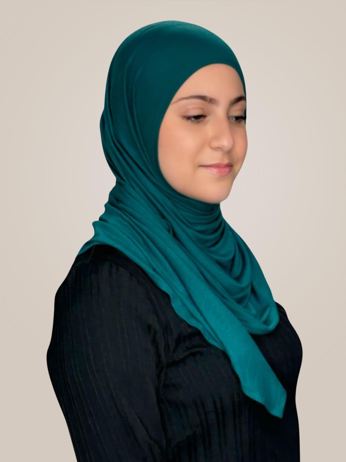 Modish Girl Pre-Sewn Jersey Hijab-Pine Green